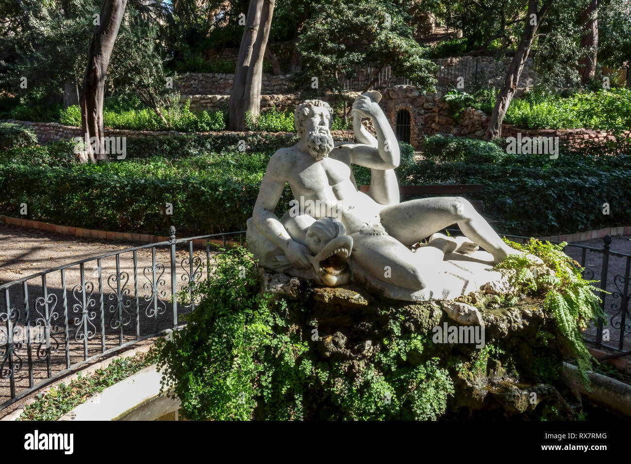 Valencia, Jardin de Monforte Monforte, Garten, Spanien, Neptun Stockfoto