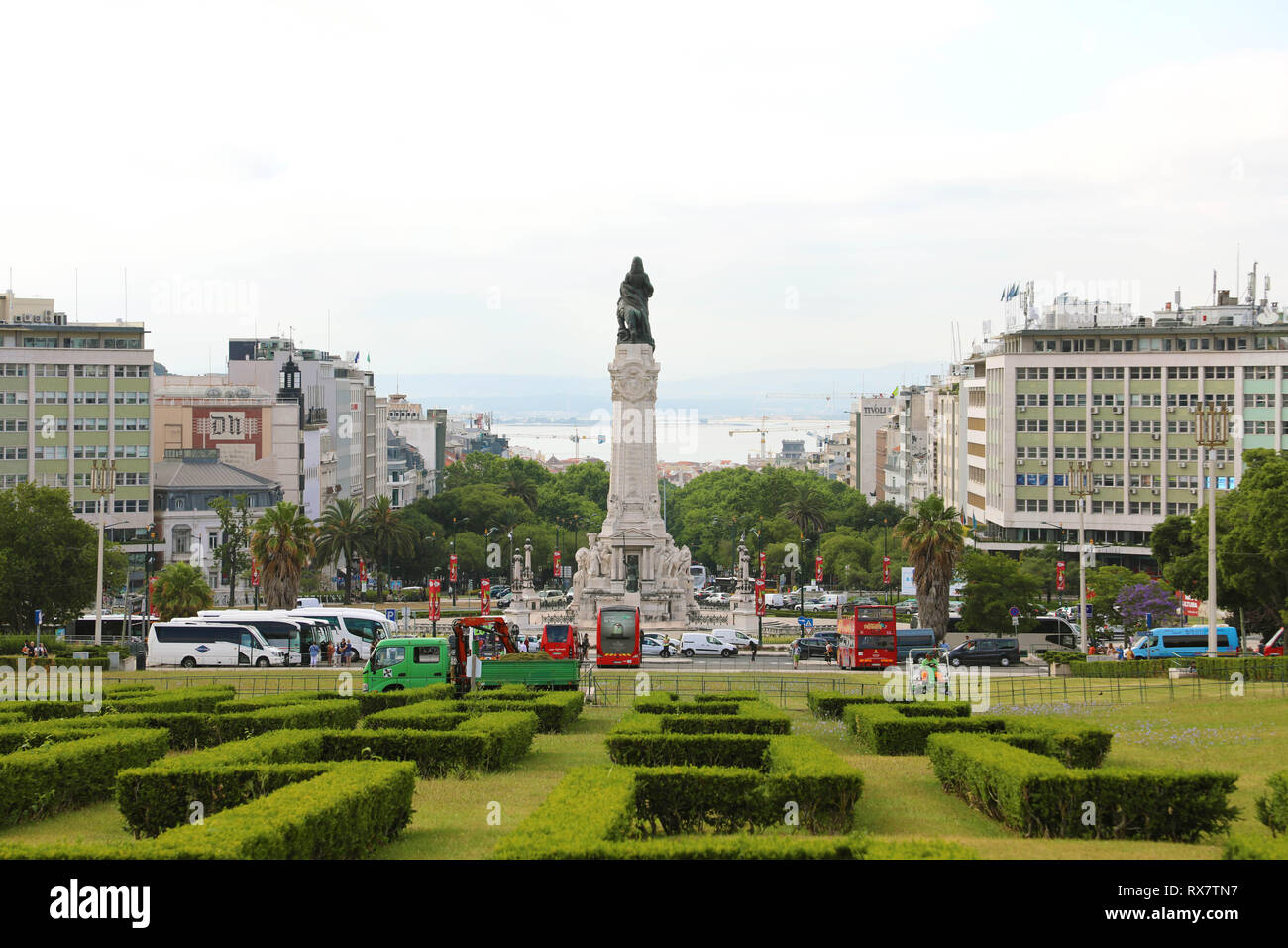 Lissabon, Portugal - 25. JUNI 2018: die schöne Aussicht auf den Park Eduardo VII, Lissabon, Portugal Stockfoto