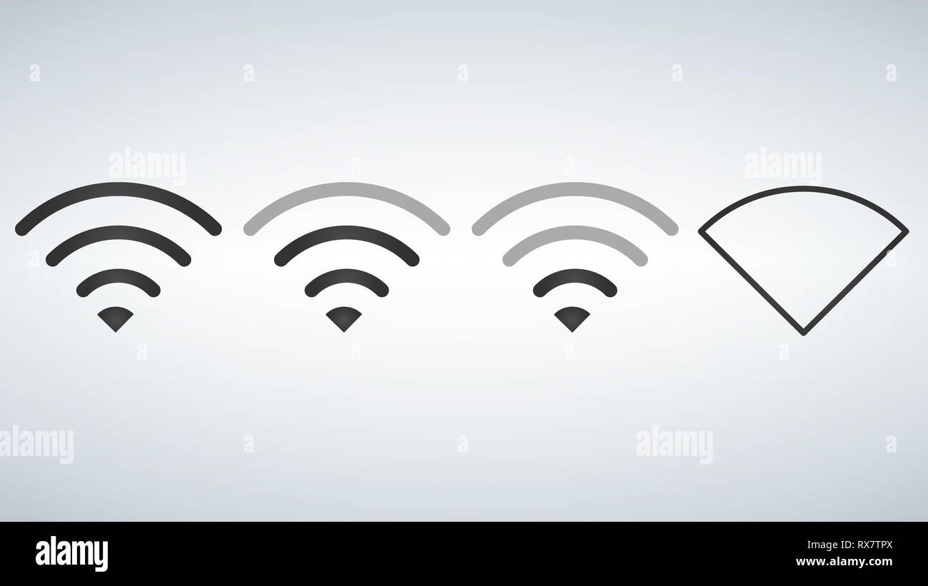 Wlan-Symbole. Anzeige für die Funksignalstärke Vorlage, Abbildung Stockfoto