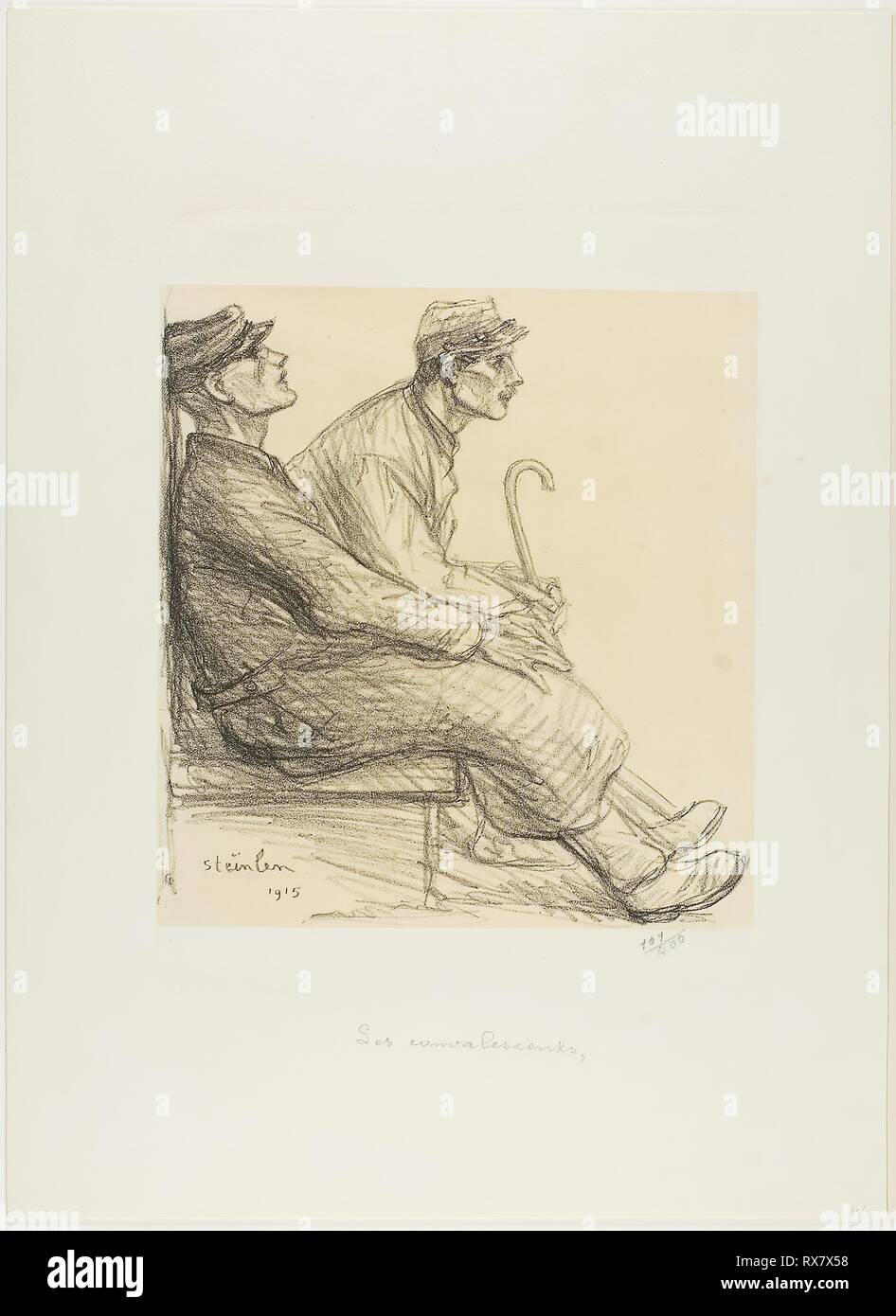 Die REKONVALESZENTEN. Théophile-Alexandre Steinlen; Französisch, geboren in der Schweiz, 1859-1923. Datum: 1915. Abmessungen: 240 × 224 mm (Bild); 453 × 332 mm (Blatt). Lithographie. Herkunft: Frankreich. Museum: Das Chicago Art Institute. Stockfoto