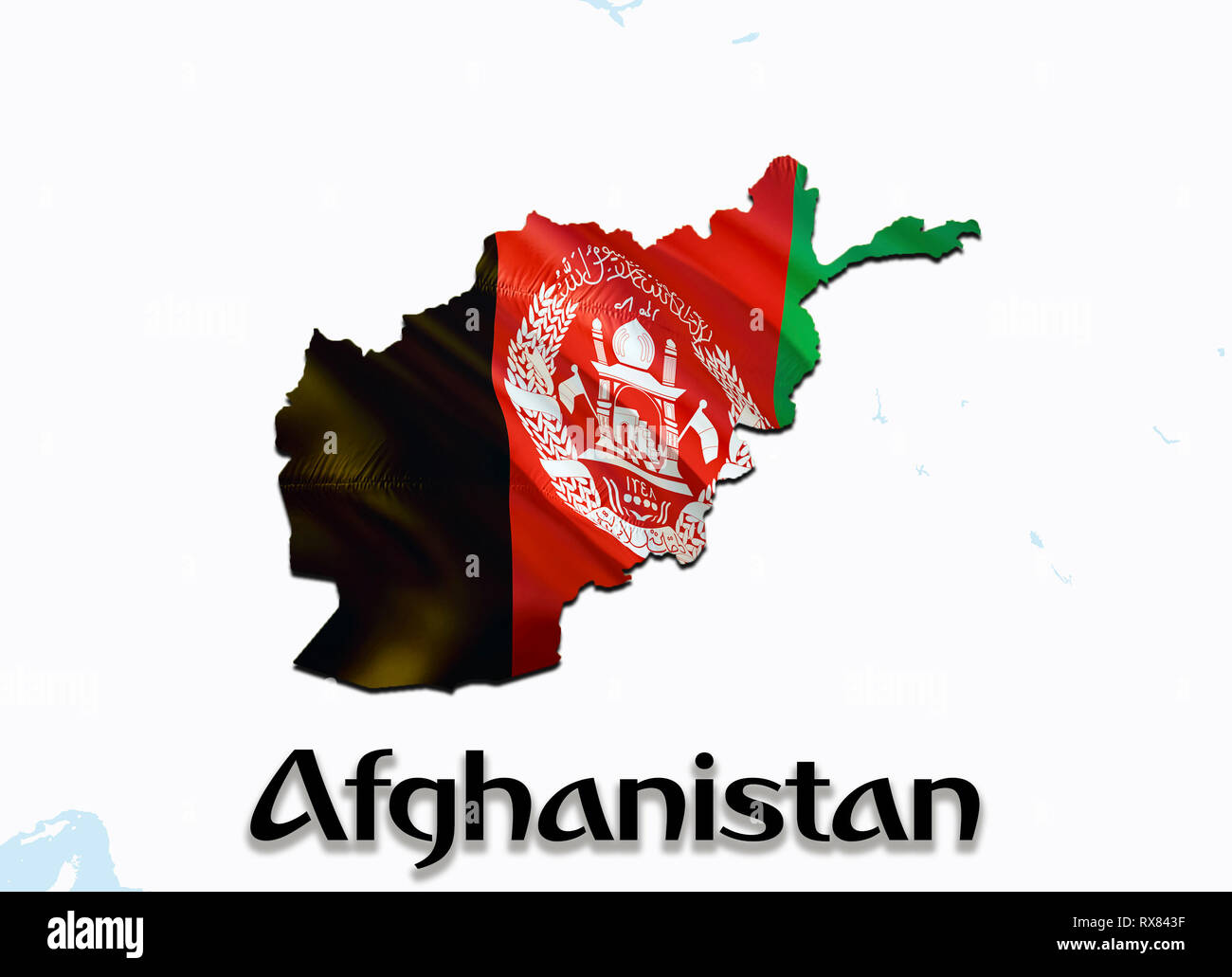 Flagge Karte von Afghanistan. 3Drendering Afghanistan Karte und Flagge