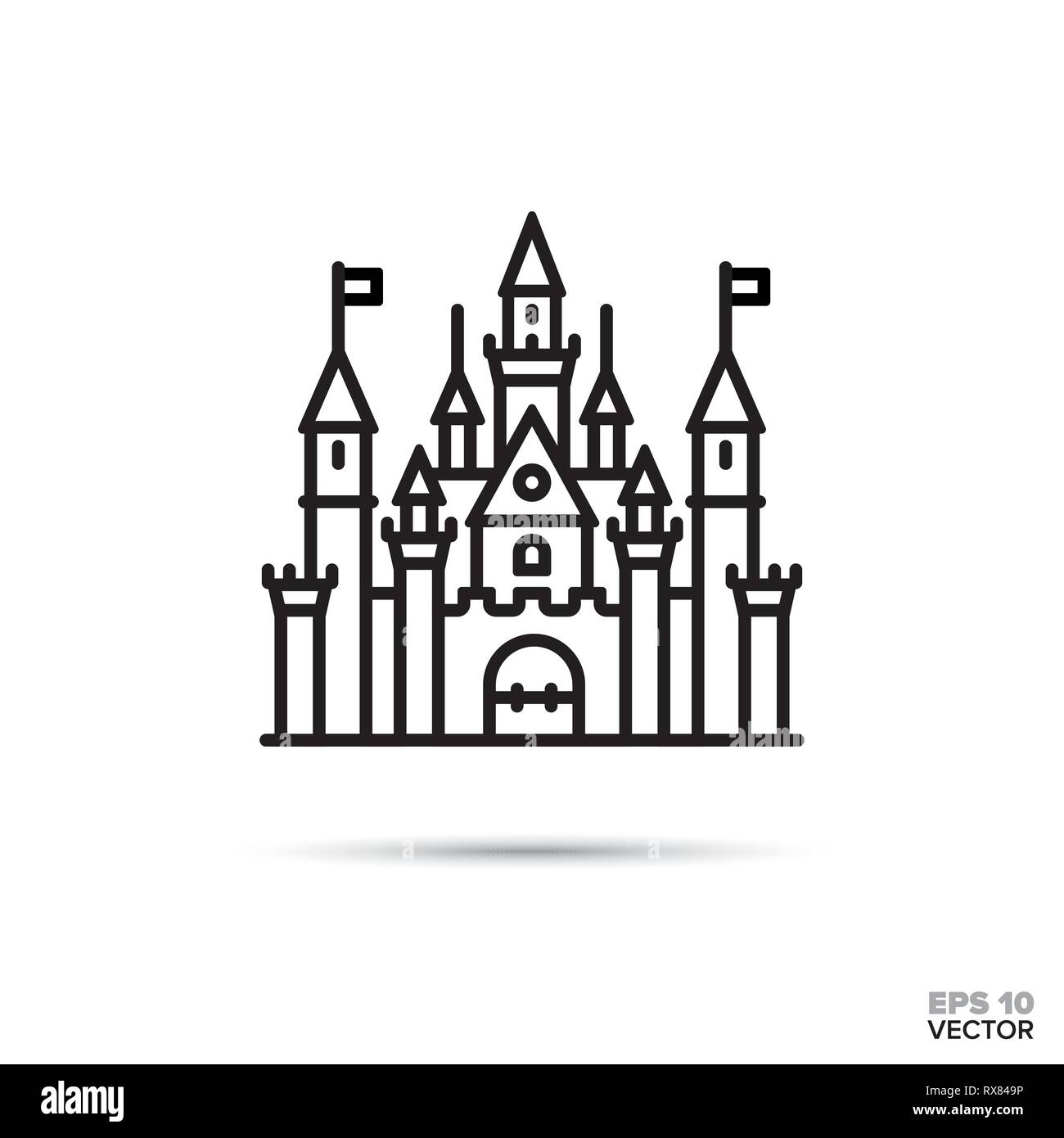 Fantasy schloss flache Linie angezeigt. Märchen palace Vector Illustration. Stock Vektor