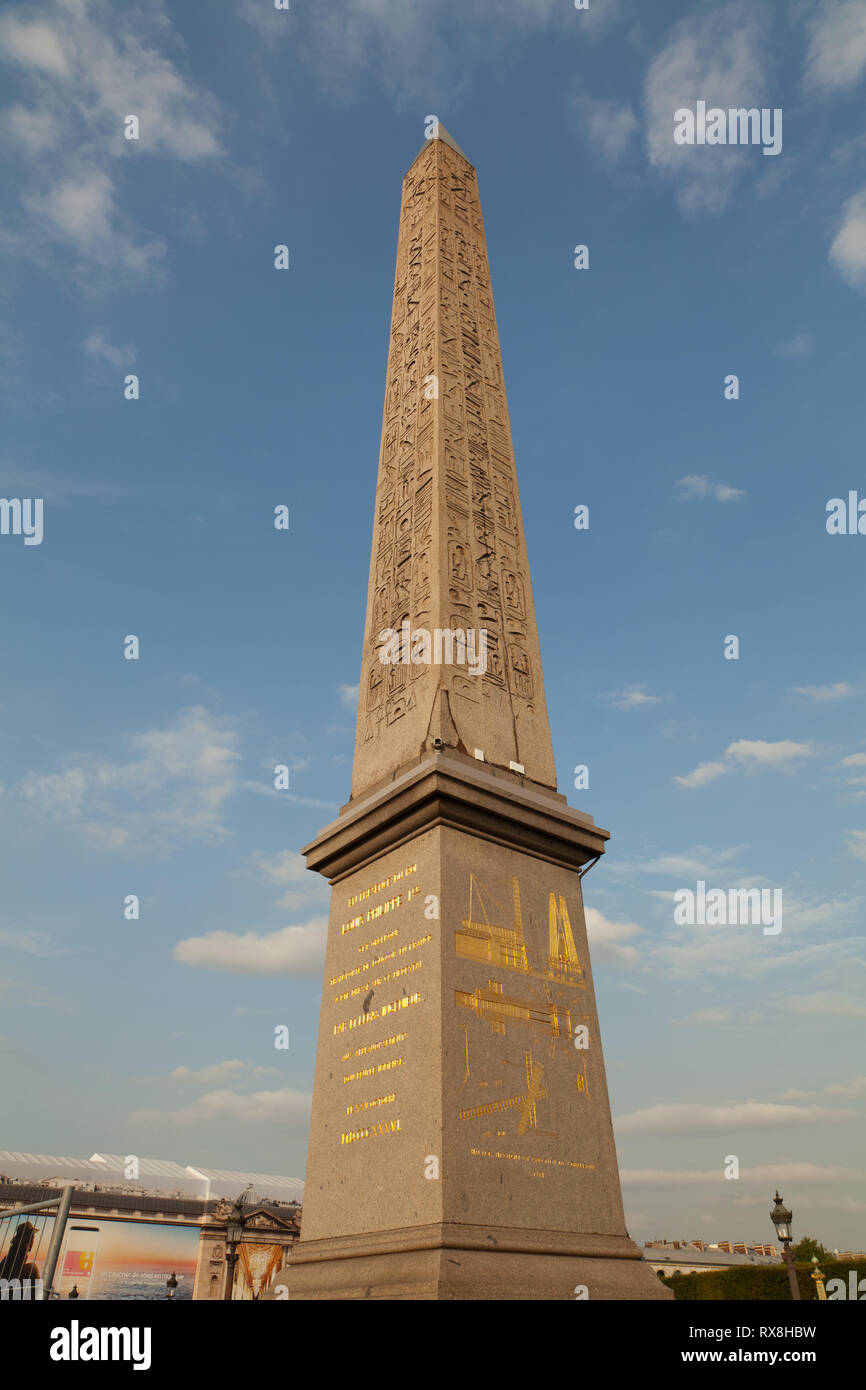 Der Obelisk von Luxor, Place de la Concorde, Paris, Frankreich. Stockfoto