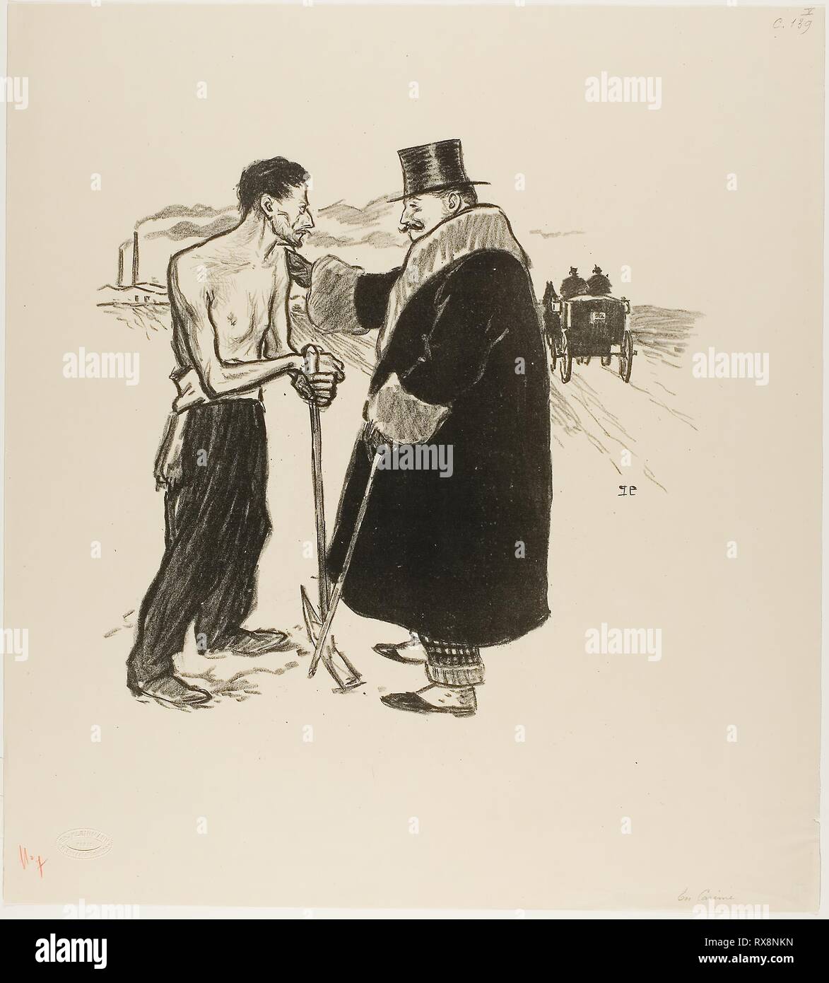 Die Fastenzeit. Théophile-Alexandre Steinlen; Französisch, geboren in der Schweiz, 1859-1923. Datum: 1894. Abmessungen: 288 × 304 mm (Bild); 451 × 408 mm (Blatt). Lithographie in Schwarz auf Creme webte Papier. Herkunft: Frankreich. Museum: Das Chicago Art Institute. Autor: Pierre Théophile-Alexandre Steinlen. Stockfoto