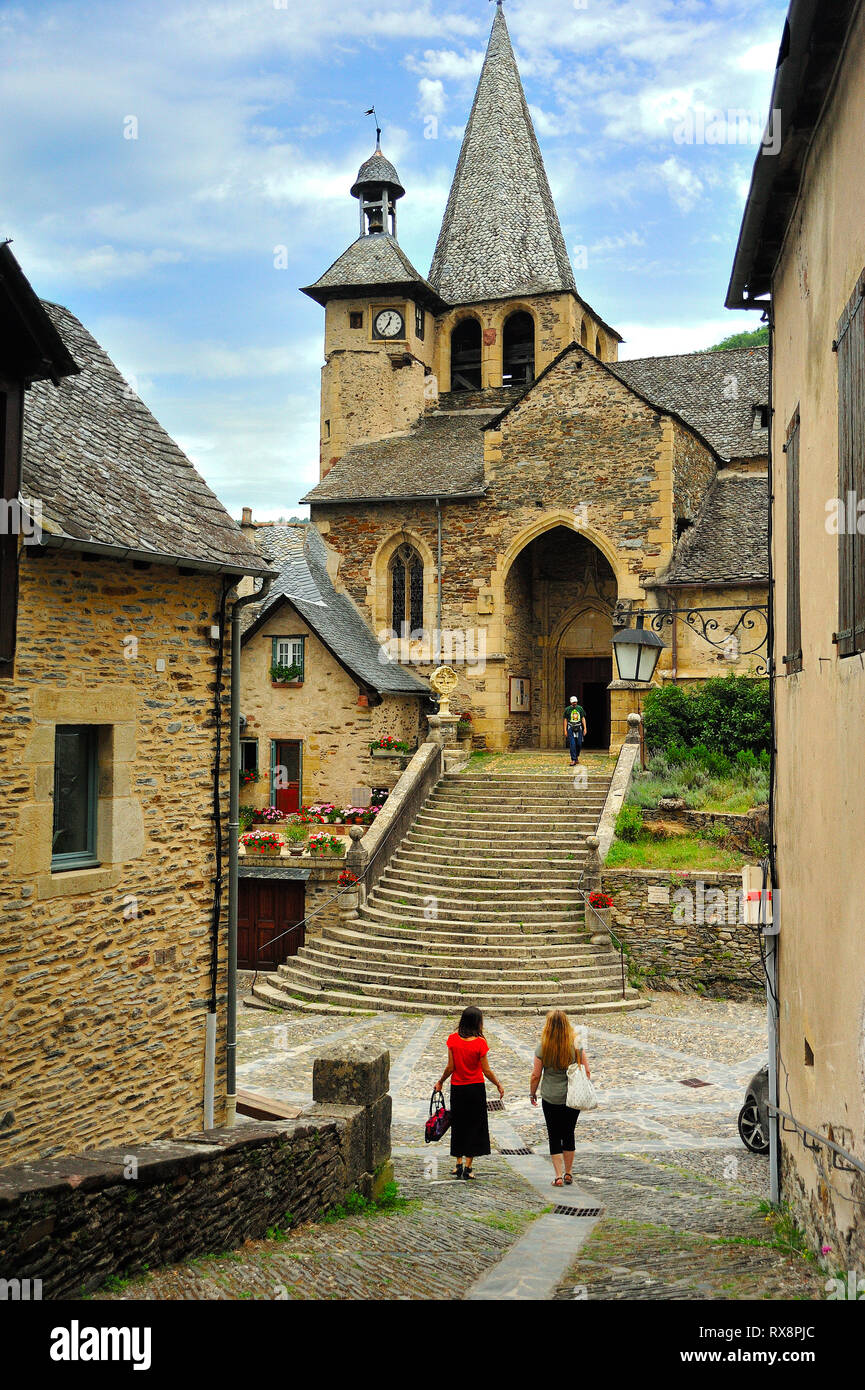 Kirche von Saint-Fleuret, Estaing, Aveyron Abteilung, Occitane, Frankreich Stockfoto