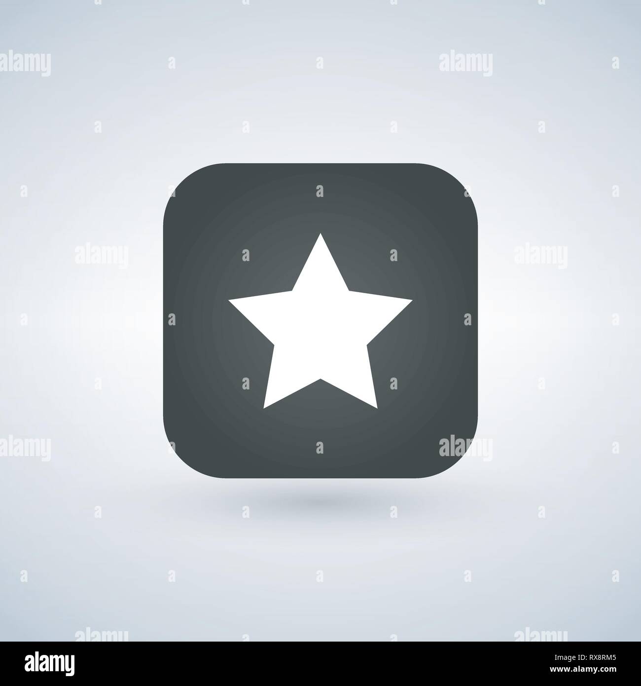 Star Favorit anmelden Web Icon auf Abgerundetes Quadrat app Taste mit schwarzen Schatten auf weißem Hintergrund. Vector Illustration Stock Vektor