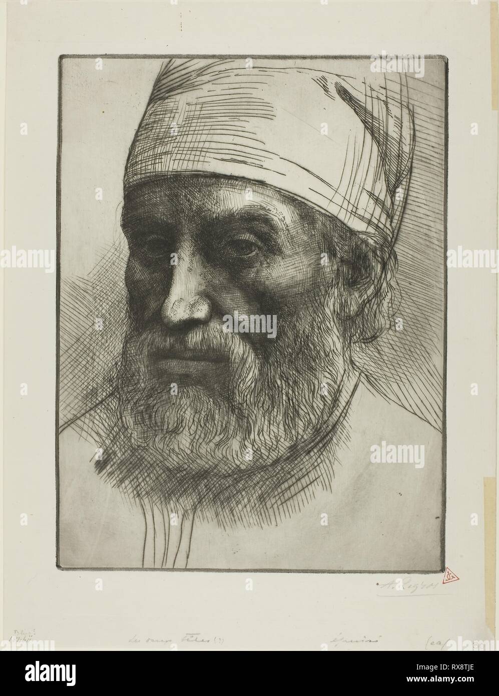 Die beiden Regierungschefs. Alphonse Legros; Französisch, 1837-1911. Datum: 1879. Abmessungen: 295 × 223 mm (Bild/Platte); 370 × 281 mm (Blatt). Die kaltnadel und Platte Ton auf Creme Bütten. Herkunft: Frankreich. Museum: Das Chicago Art Institute. Stockfoto