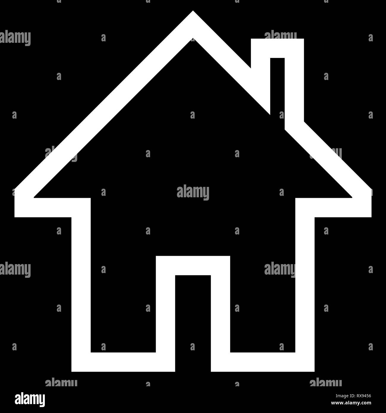 Home Symbol - Weiß einfache Umrisse, isoliert - Vector Illustration Stock Vektor