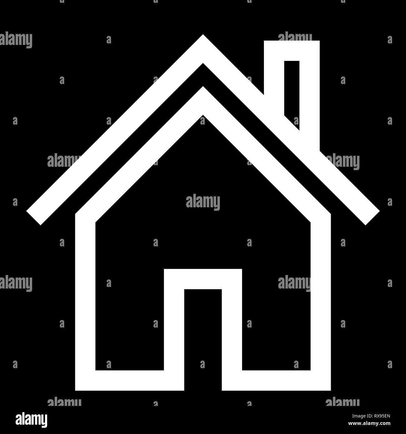 Home Symbol - Weiß einfache Umrisse, isoliert - Vector Illustration Stock Vektor