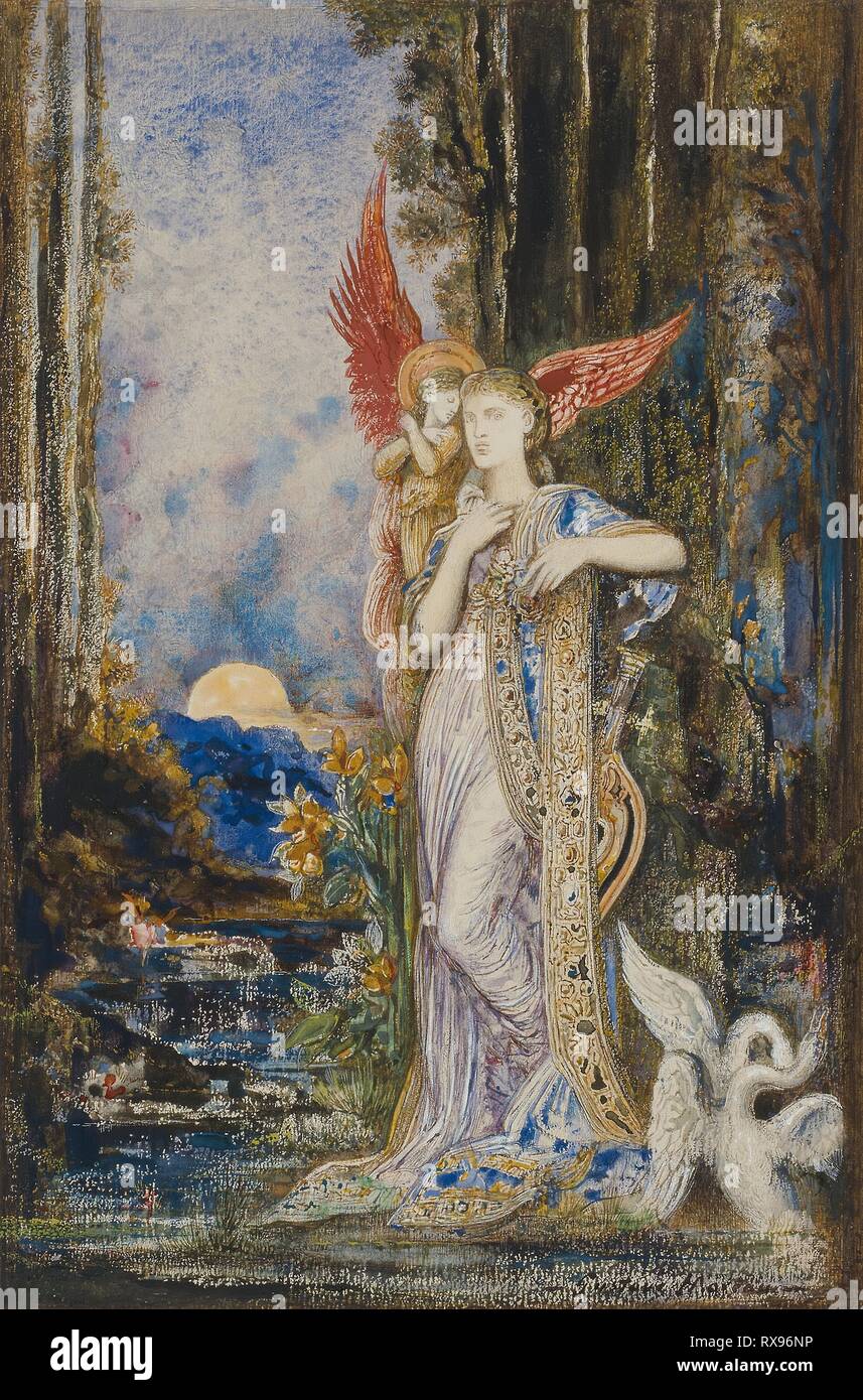 L'Inspiration. Gustave Moreau; Französisch, 1826-1898. Datum: 1883-1898. Abmessungen: 299 × 230 mm. Aquarell und Gouache, mit Stift und blauer Tinte, über Spuren von Graphit, auf Elfenbein webte Papier, gewickelt und auf der Rückseite mit Zellstoff board eingehalten werden. Herkunft: Frankreich. Museum: Das Chicago Art Institute. Stockfoto