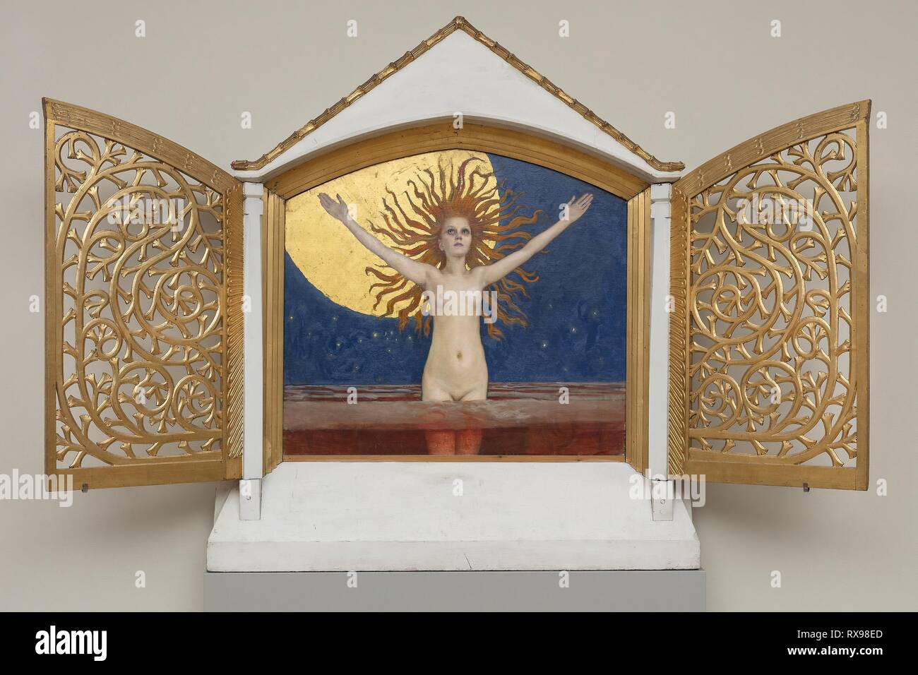 Ad Astra. Akseli Gallen-Kallela; Finnisch, 1865-1931. Datum: 1894-1896. Abmessungen: Canvas: 76 × 85 cm (29 × 33 15/16 7/16 in.) nicht einschließlich Schrein. Öl auf Leinwand mit einer bemalten und vergoldeten Holz- Schrein. Herkunft:. Museum: Das Chicago Art Institute. Stockfoto