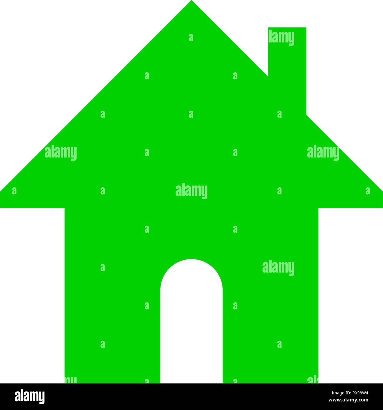 Home Symbol - Grün einfach, isoliert - Vector Illustration Stock Vektor