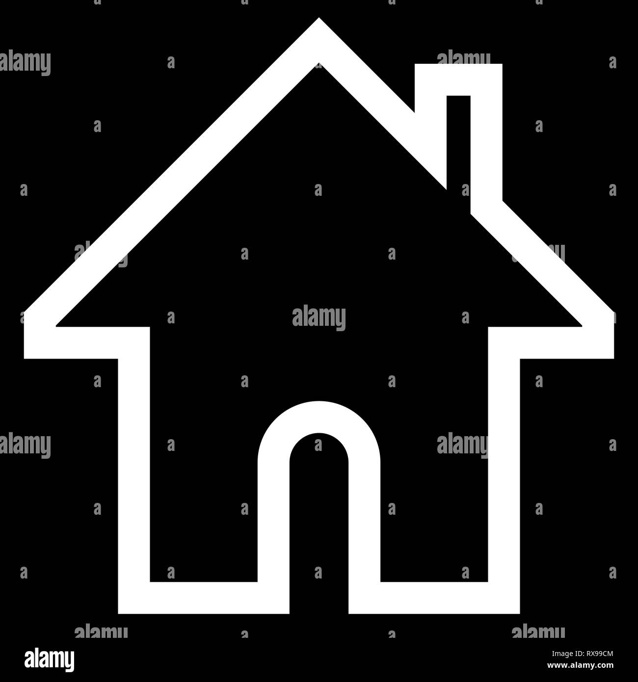 Home Symbol - Weiß einfache Umrisse, isoliert - Vector Illustration Stock Vektor