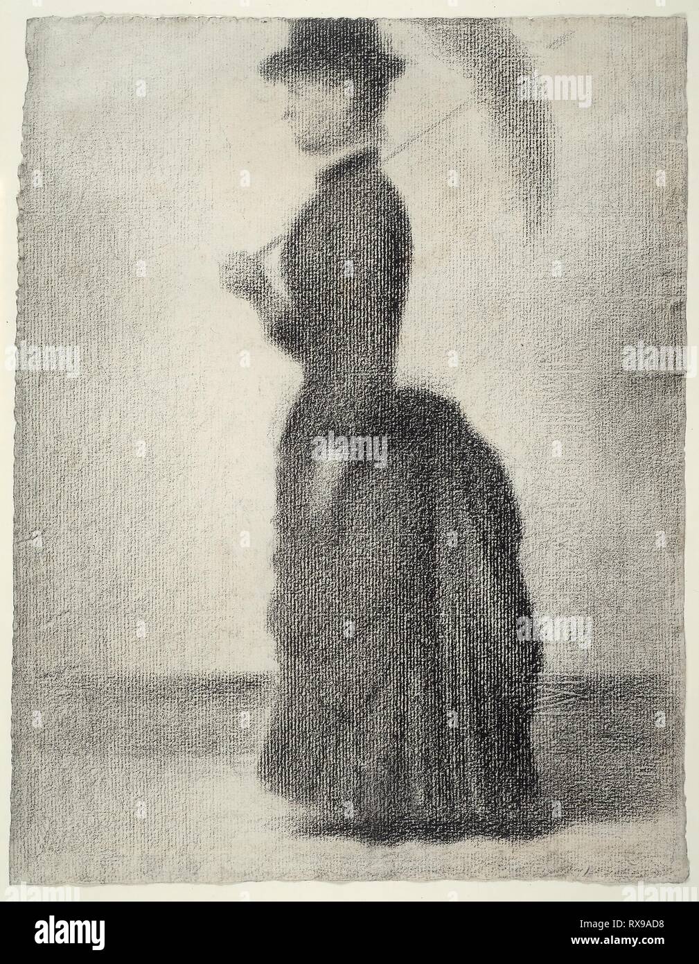 Frau mit Sonnenschirm (Studie für La Grande Jatte). Georges Seurat; Französisch, 1859-1891. Datum: 1884. Abmessungen: 317 × 241 mm. Conté Kreide auf Creme Bütten. Herkunft: Frankreich. Museum: Das Chicago Art Institute. Stockfoto