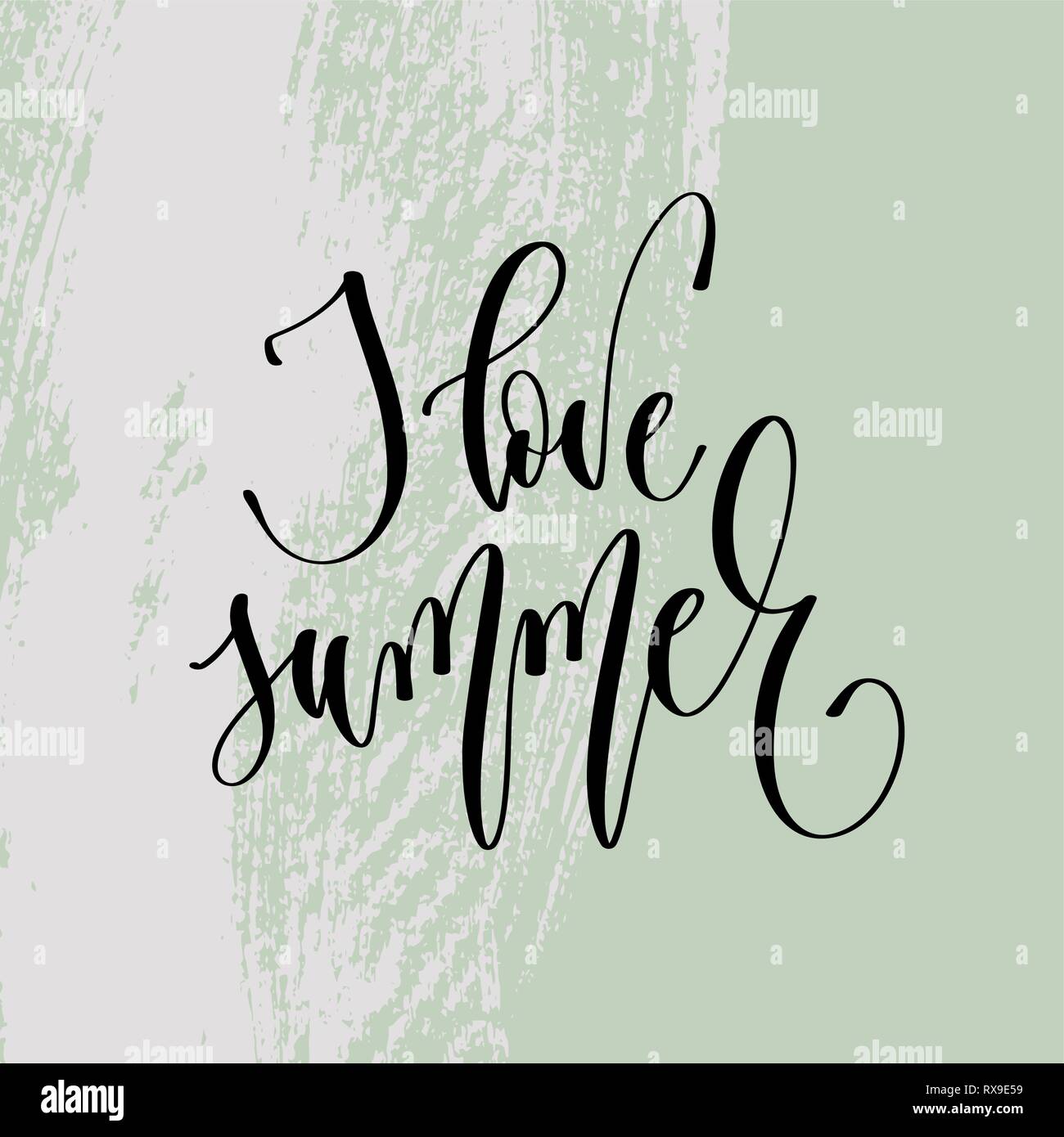 Ich liebe Sommer hand Schrift Poster zu Sommerurlaub Design auf grüne