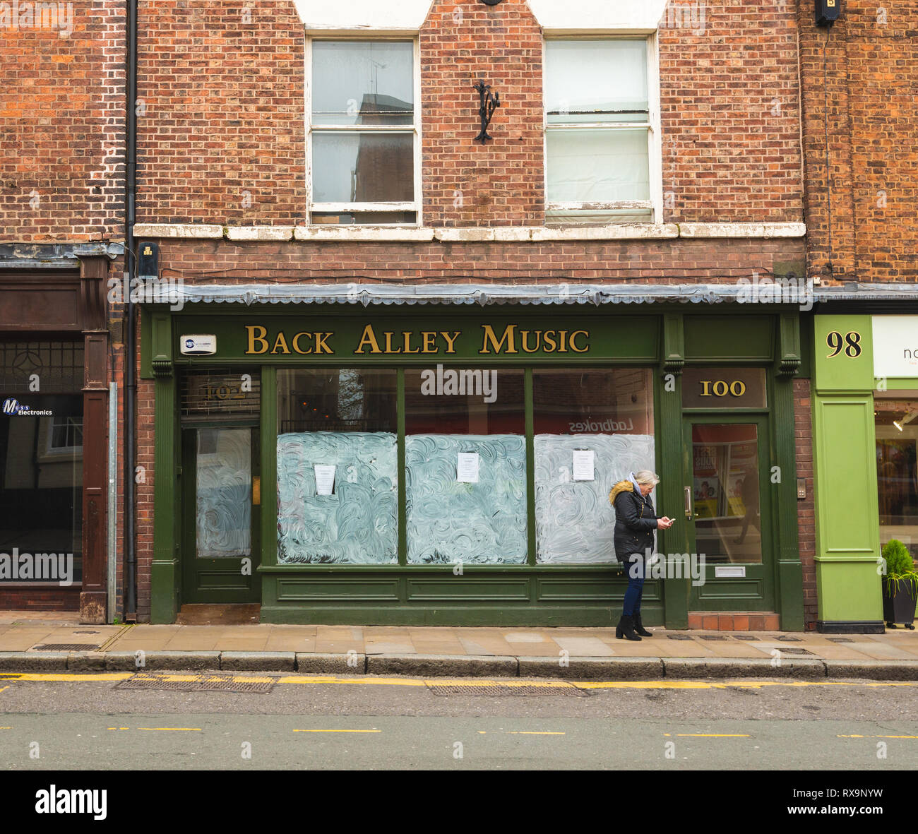 CHESTER, ENGLAND - März 8., 2019: Geschlossen shop in Chester Stockfoto