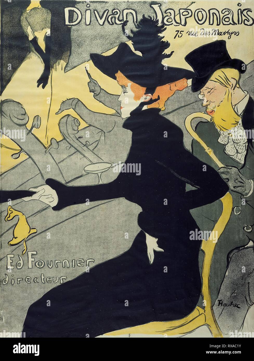 Divan Japonais. Henri de Toulouse-Lautrec; Französisch, 1864-1901. Datum: 1893. Abmessungen: 801 × 601 mm (Bild); 802 × 618 mm (Blatt). Farblithographie auf Creme webte Papier. Herkunft: Frankreich. Museum: Das Chicago Art Institute. Stockfoto