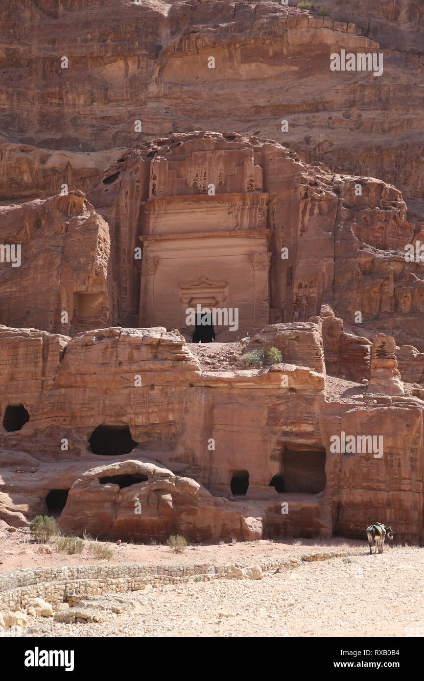 Entlang der Hauptweg, Petra, Jordanien Stockfoto