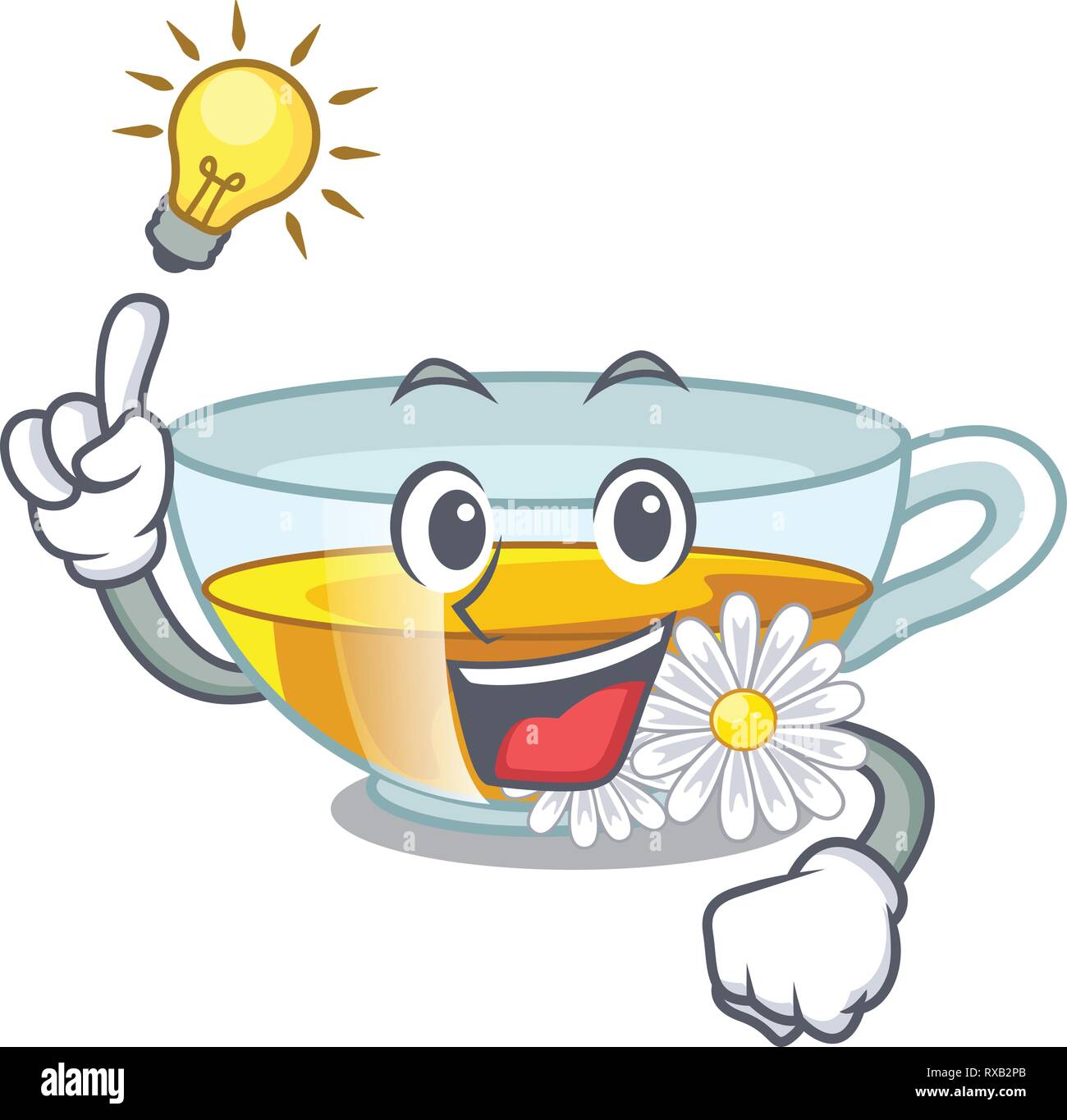 Eine Idee haben, Kamille Tee isoliert die mit Maskottchen Stock Vektor