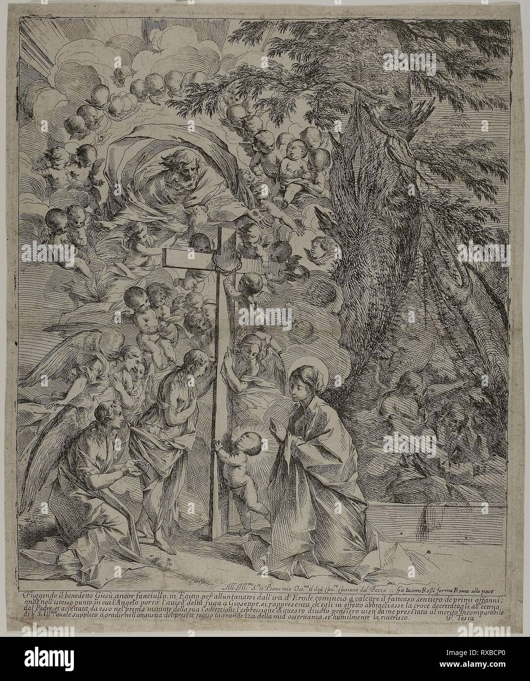 Der Traum des Hl. Josef. Pietro Testa; Italienisch, 1611/12-1650. Datum: 1635-1637. Abmessungen: 370 x 301 mm (Platte); 381 x 316 mm (Blatt). Ätzung auf Creme Bütten. Herkunft: Italien. Museum: Das Chicago Art Institute. Stockfoto