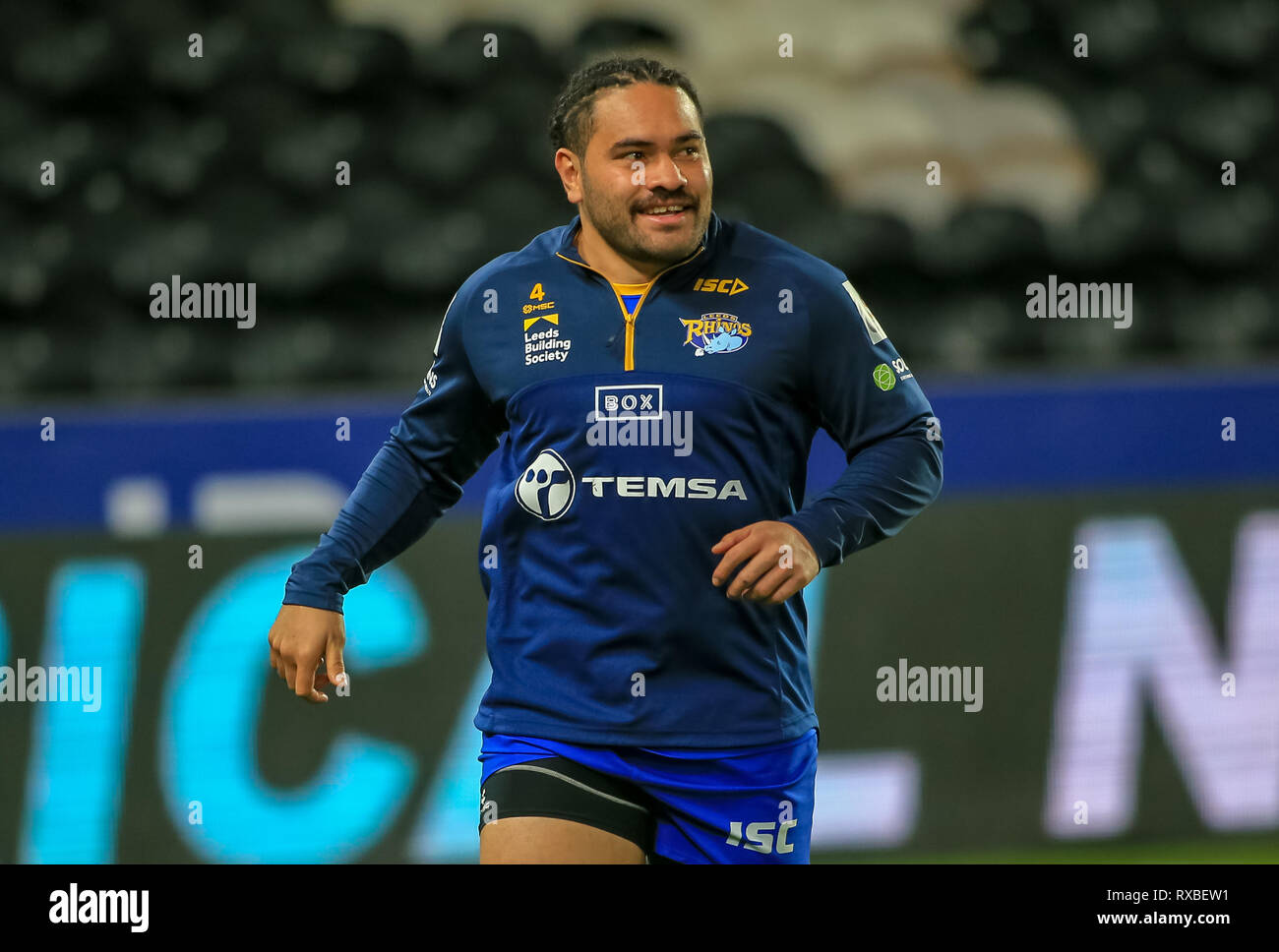 8. März 2019, kcom Stadion, Hull, England; Betfred Super League, Runde 5, Rumpf FC vs Leeds Rhinos; Konrad Hurrell von Leeds Rhinos Credit: Craig Milner/News Bilder Stockfoto