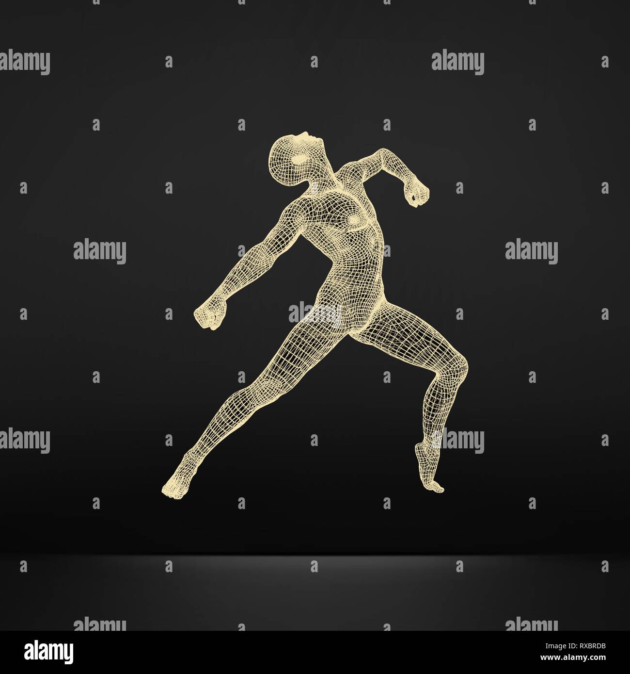 Gymnast. 3D-Modell des Menschen. Human Body Model. Gymnastik Aktivitäten für Icon Health und Fitness Community. Stock Vektor