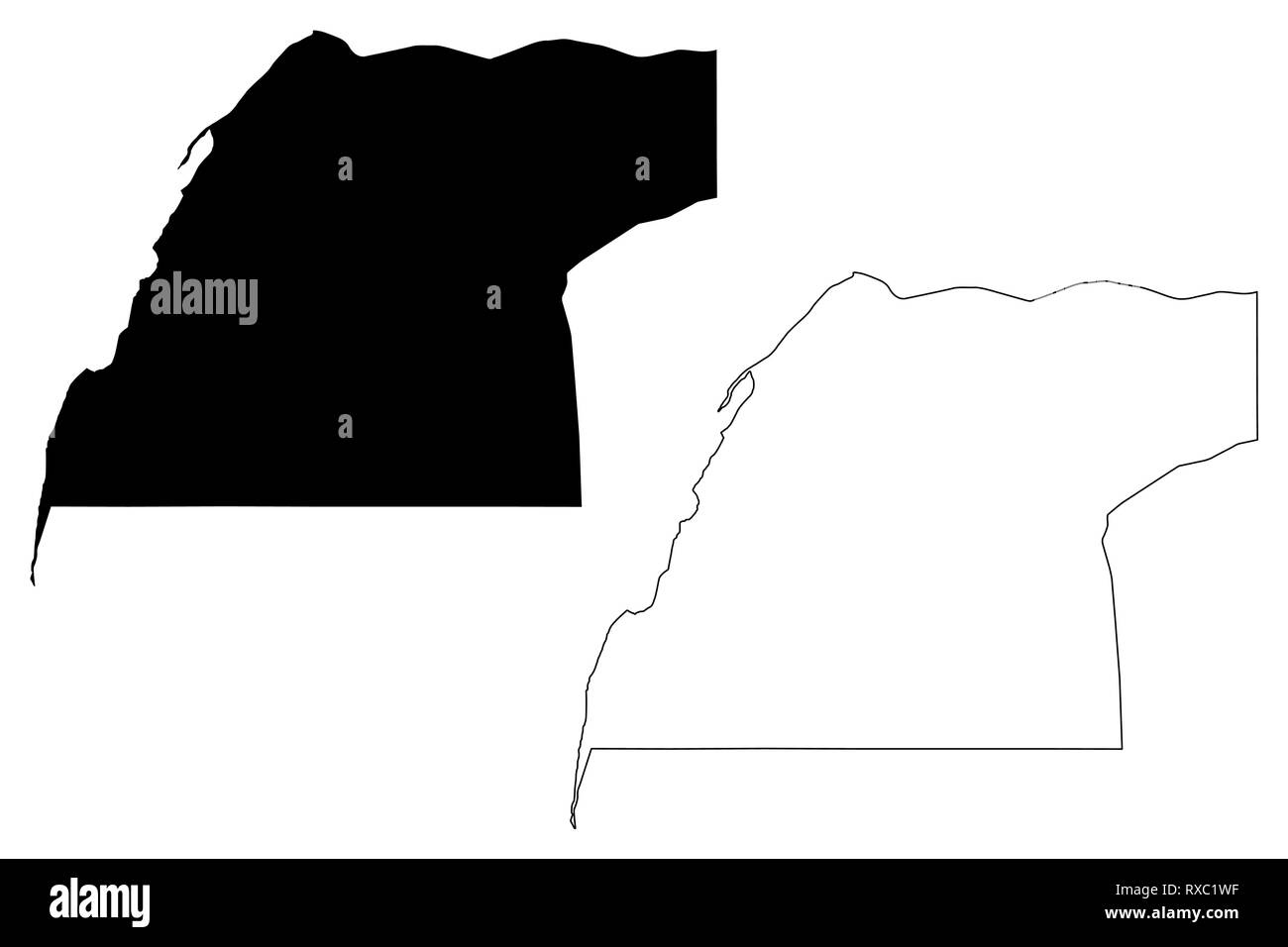Dakhla-Oued Ed Region (administrative divisions von Marokko, Königreich Marokko, Marokko) Karte Vektor-illustration, kritzeln Skizze Oue Stock Vektor