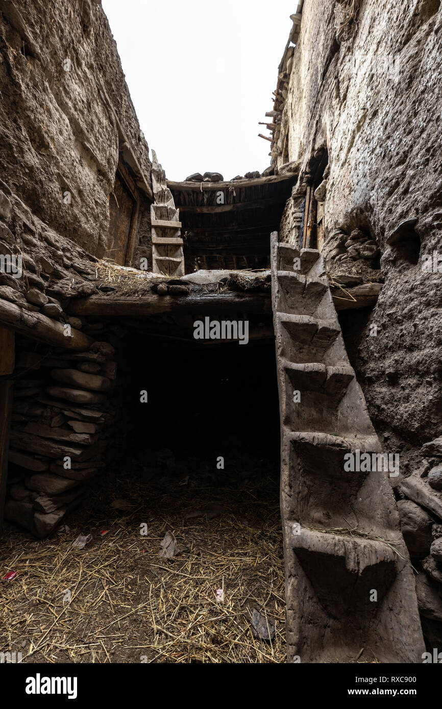 Die Landschaft und das Kloster von Kagbeni, untere Mustang Stockfoto
