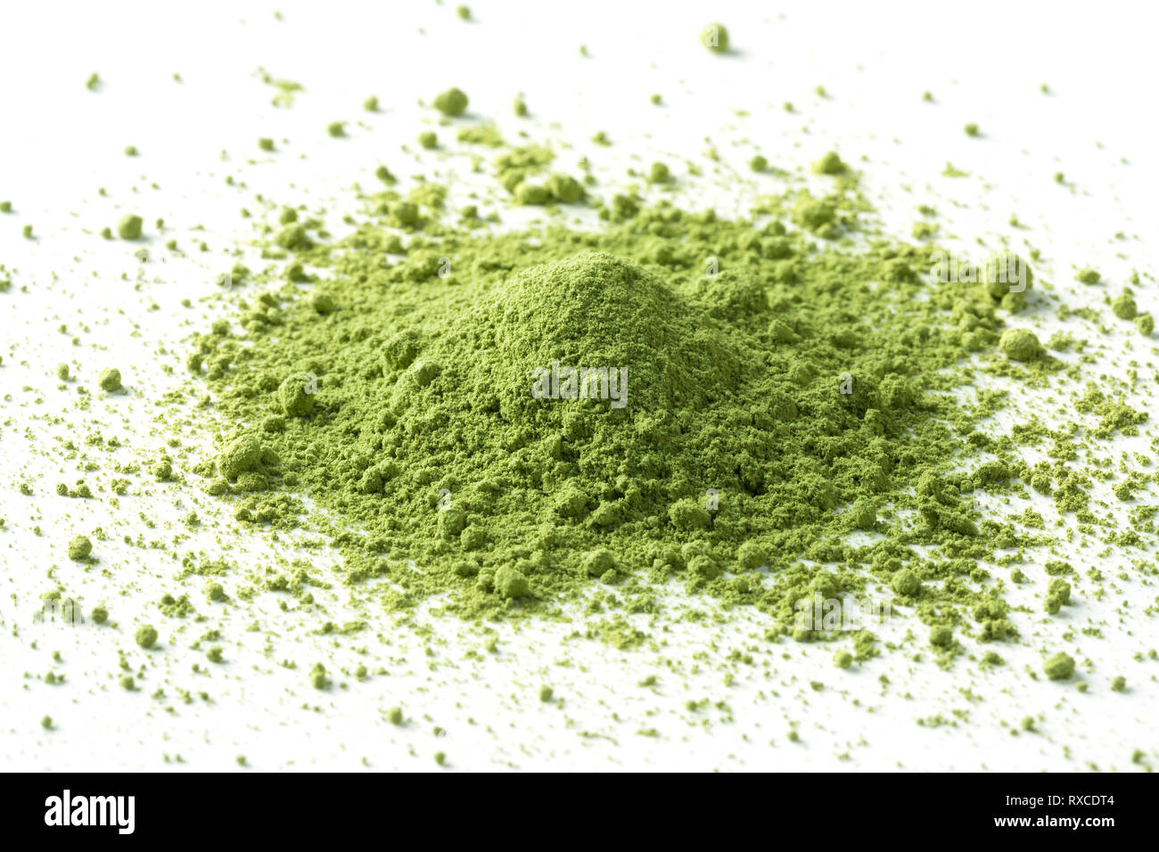 Haufen grüne Japanische Matcha Tee Pulver Nahaufnahme Stockfoto