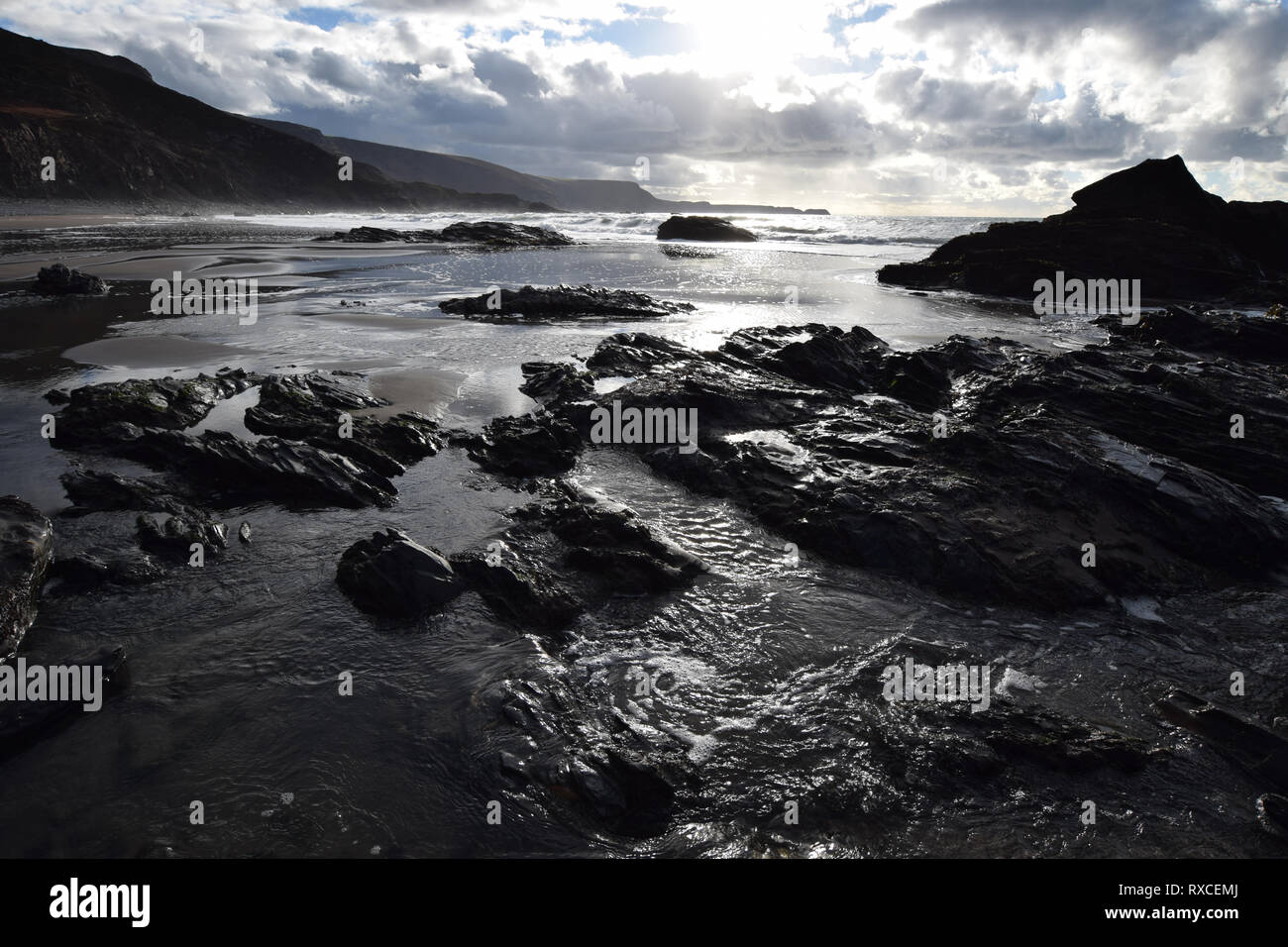 Strangles Strand North Cornwall Stockfoto