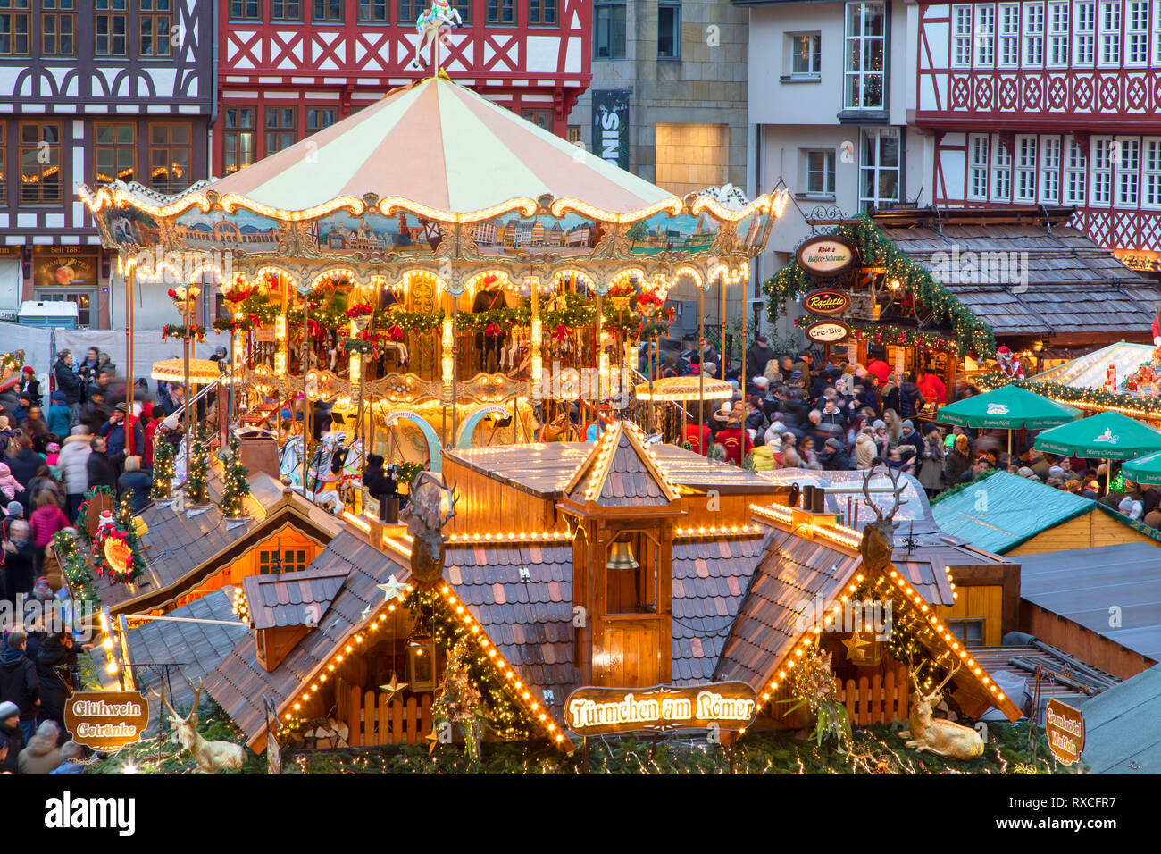 Frankfurter Weihnachtsmarkt, Frankfurt am Main, Hessen, Deutschland Stockfoto