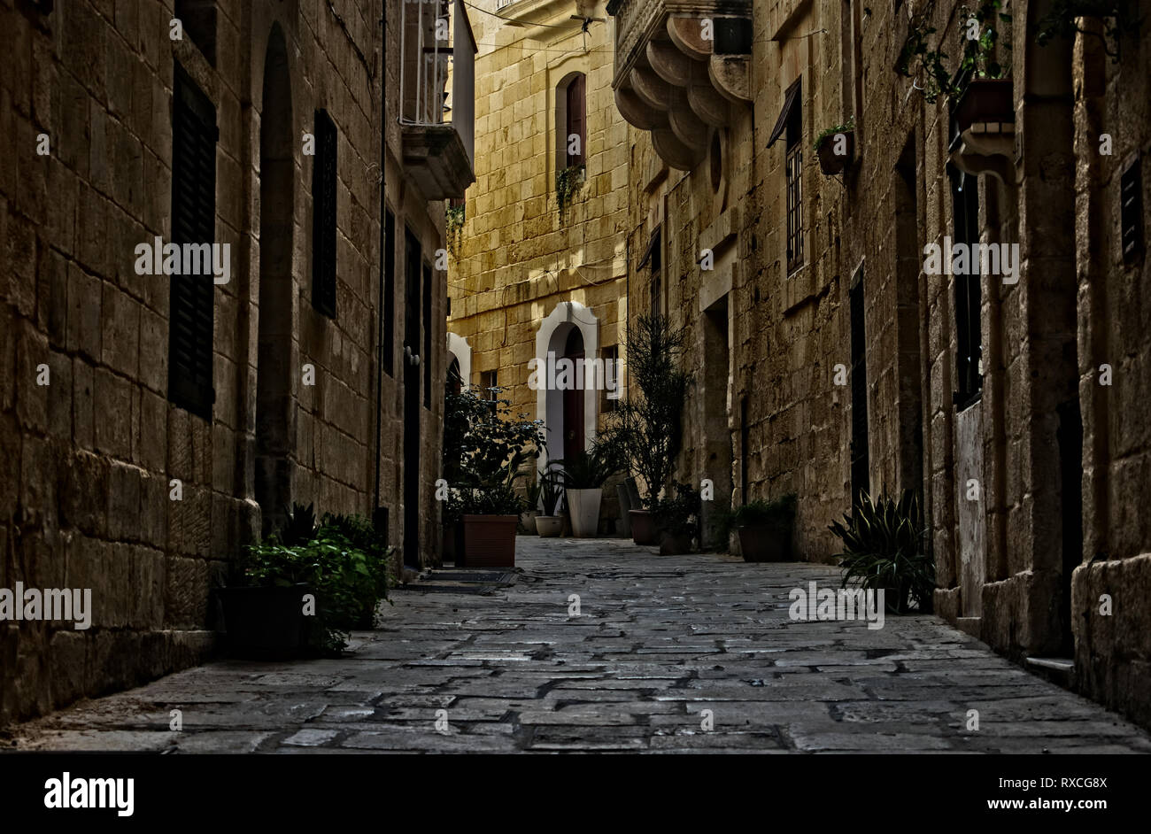 Historische Straße in Portomaso, Malta Stockfoto