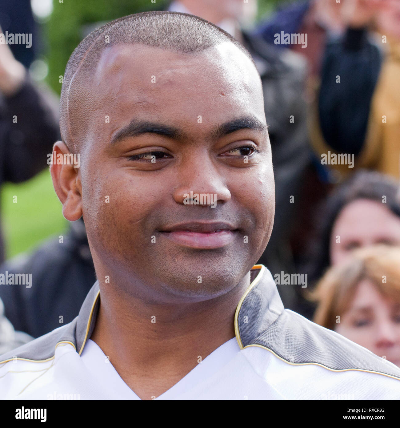Lance Sergeant Johnson Gideon Beharry (VC)Victoria Cross Soldat der britischen Armee am Armed Forces Memorial, National Memorial Arboretum, Staffordshire. Stockfoto