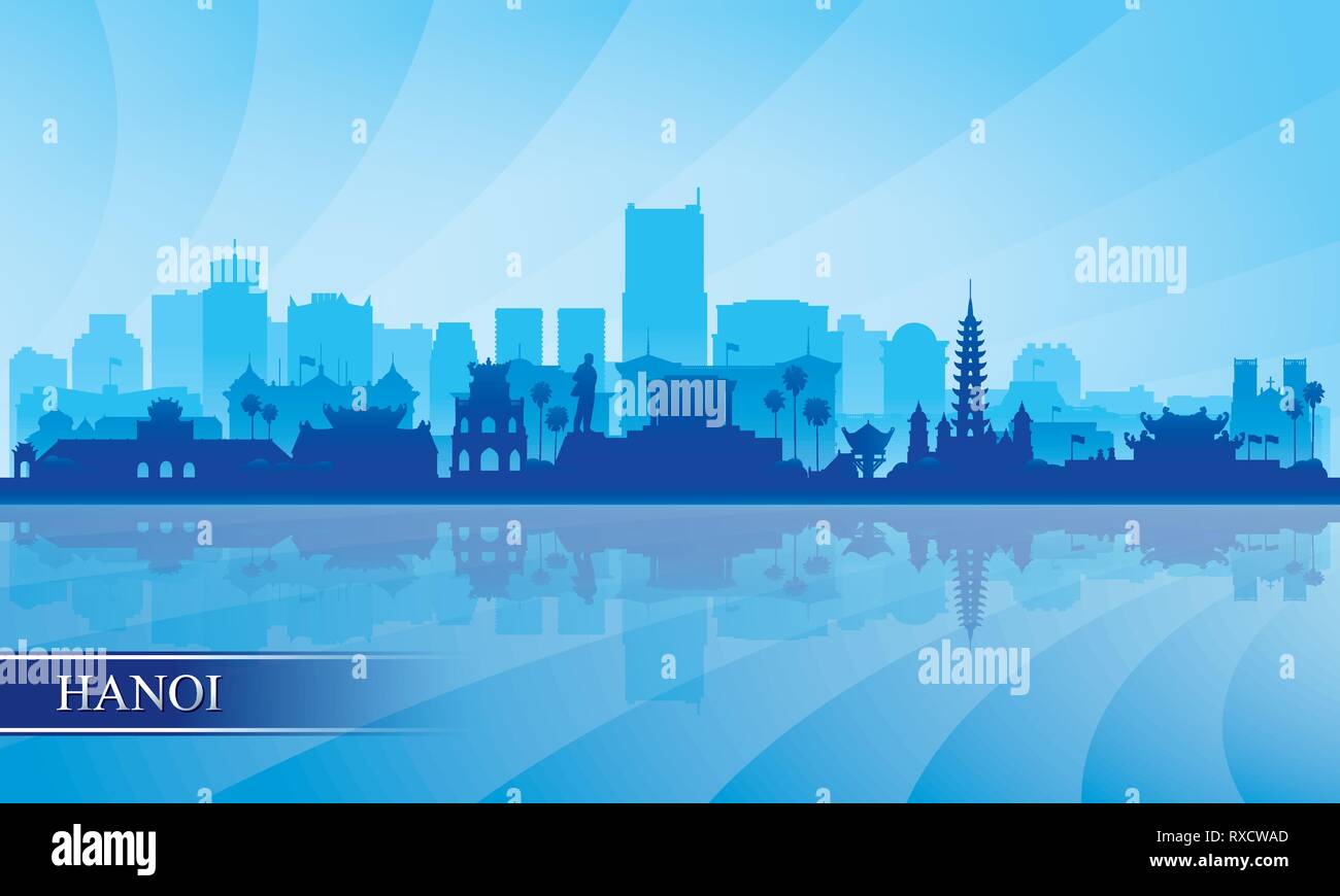 Hanoi City Skyline Silhouette Hintergrund, Vector Illustration Stock Vektor