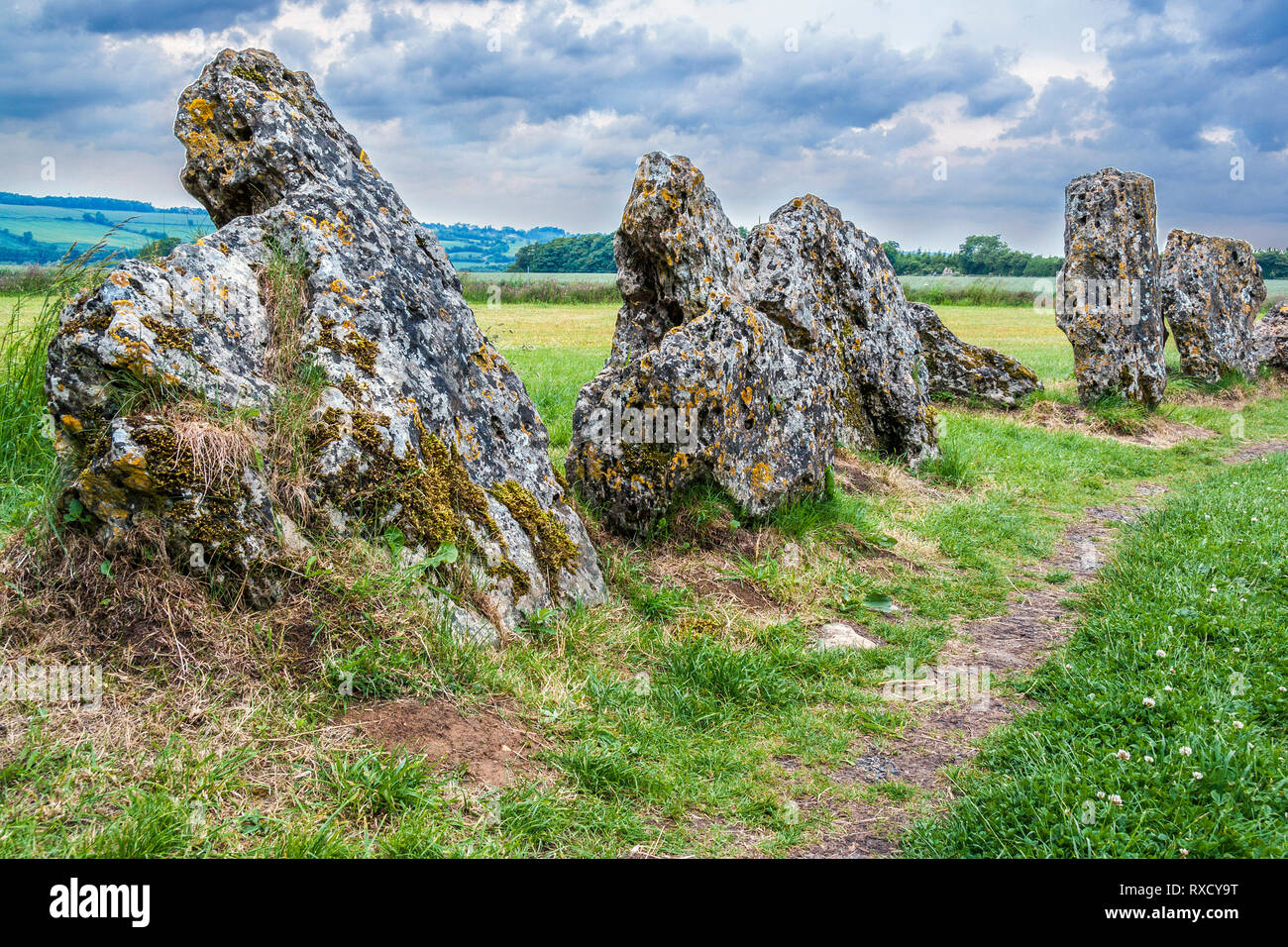 King's Men Stone Circle, Rollright Stones, Oxfordshire, UK Stockfoto