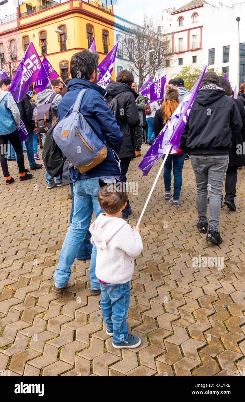 März 8, 2019, Tag der Frau, eine Demonstration in Spanien für gleiche Rechte für alle genders​ Stockfoto