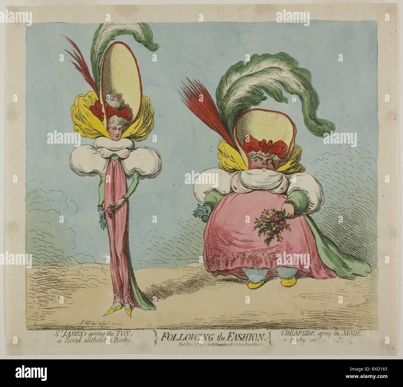 Nach der Mode. James Gillray (Englisch, 1756-1815); von Hannah Humphrey (Englisch, c. veröffentlicht. 1745-1818). Datum: 1794. Abmessungen: 305 x 340 mm (Bild); 325 × 370 mm (Platte); 350 × 385 mm (Blatt). Handcolorierte Radierung auf Papier. Herkunft: England. Museum: Das Chicago Art Institute. Stockfoto