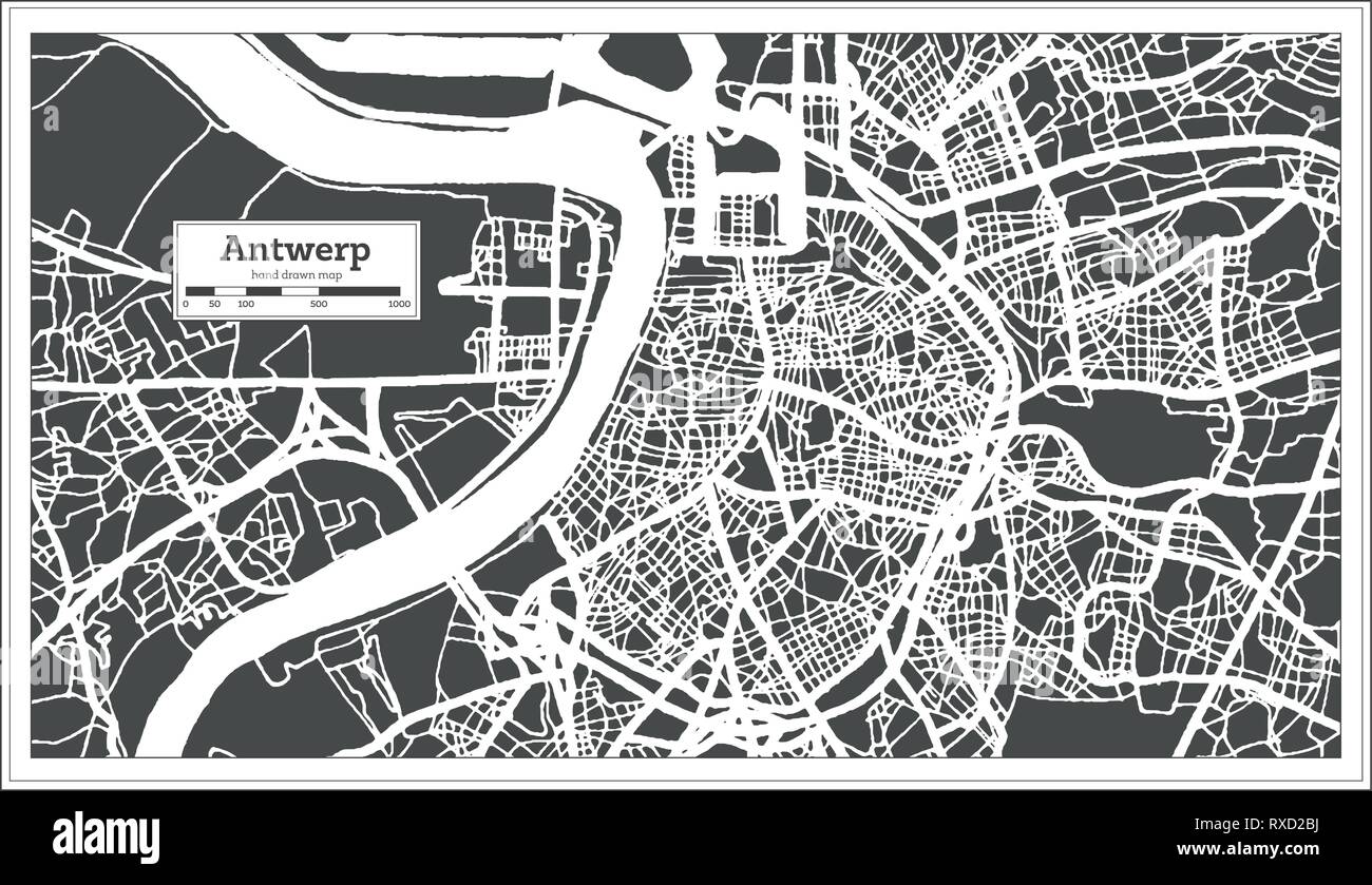 Antwerpen Stadtplan im Retro-stil. Übersichtskarte. Vector Illustration. Stock Vektor