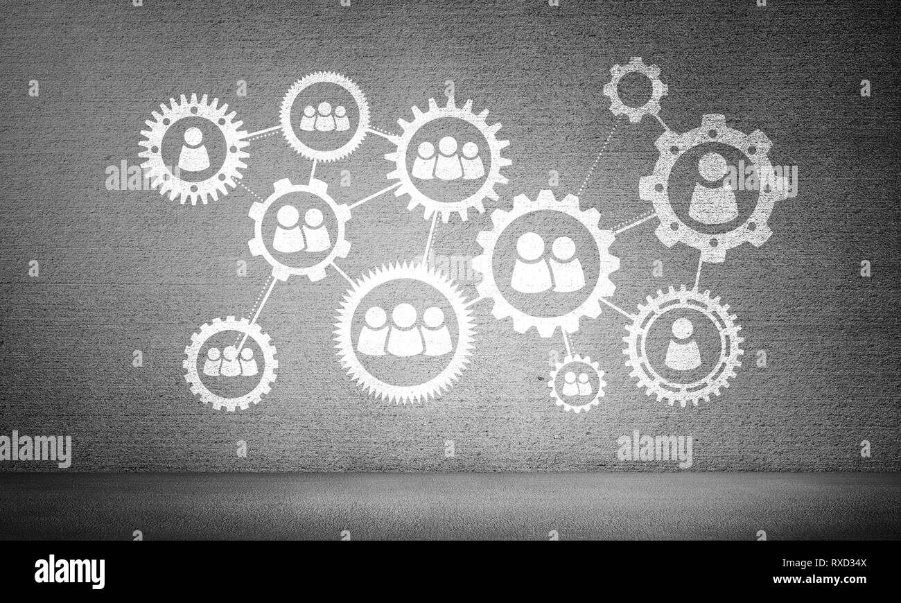 Effiziente Geschäftsabläufe durch soziale Kommunikation und Vernetzung. Stockfoto