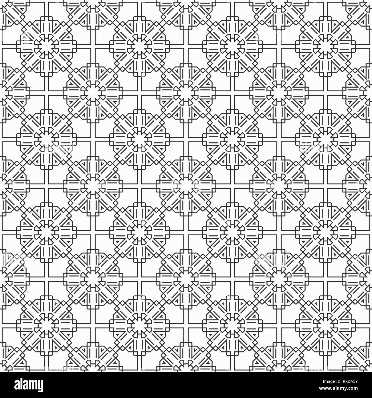 Orientalische nahtlose Muster. Moderne, elegante Textur. Lineare Stil. Islamischen Stil. Geometrische Gitter Ornament. Vektor monochromen Hintergrund. Stock Vektor