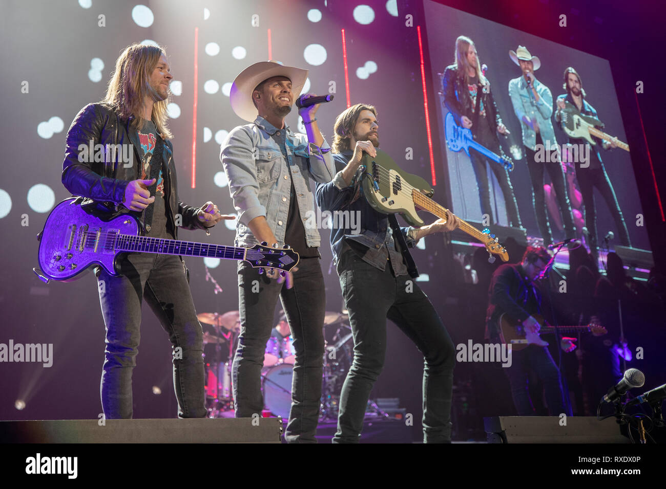 London, Großbritannien. 09 Mär, 2019. London, Großbritannien. Samstag, 9. März 2019. Dustin Lynch ausführen an Tag 2 von C2C: Land zu Land Festival in der O2 Arena, Kredit: Jason Richardson/Alamy leben Nachrichten Stockfoto