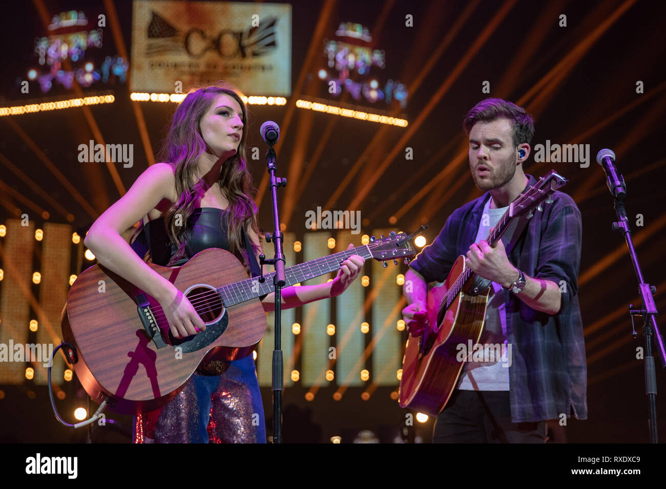 London, Großbritannien. 09 Mär, 2019. London, Großbritannien. Samstag, 9. März 2019. Catherine McGrath auf der Bühne im Rampenlicht an Tag 2 von C2C: Land zu Land Festival in der O2 Arena, Kredit: Jason Richardson/Alamy leben Nachrichten Stockfoto