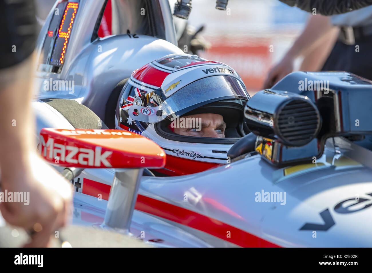 St. Petersburg, Florida, USA. 9 Mär, 2019. Wird die Stromversorgung (12) von Australien bereitet sich auf eine Praxis, die Sitzung für den Firestone Grand Prix in St. Petersburg an der Temporären Waterfront Street Kurs in St. Petersburg, Florida. (Bild: © Walter G Arce Sr Asp Inc/ASP) Credit: ZUMA Press, Inc./Alamy leben Nachrichten Stockfoto