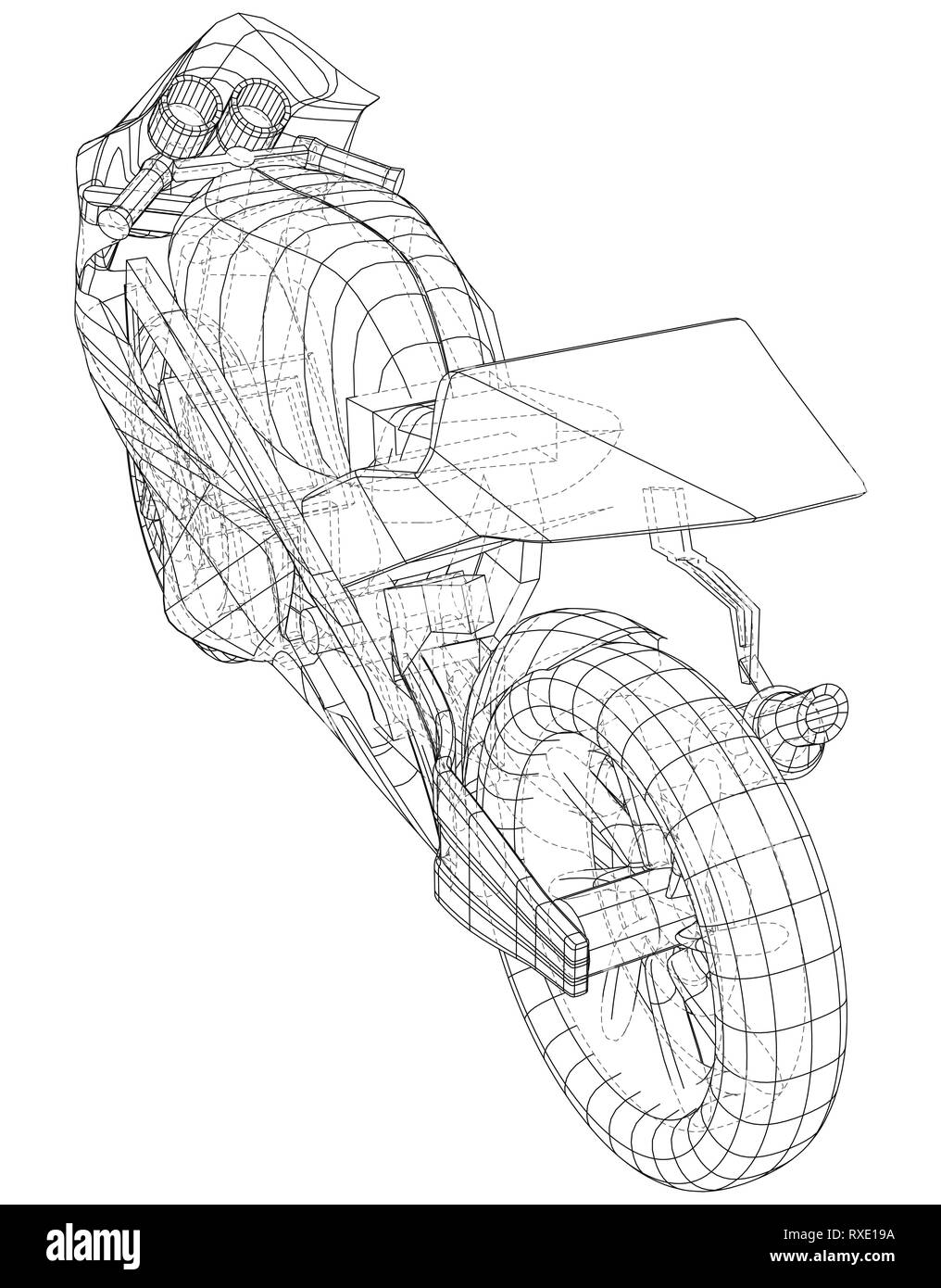 Sport Bike technische wire-frame. EPS 10-Format. Vektor erstellt von 3d Stock Vektor