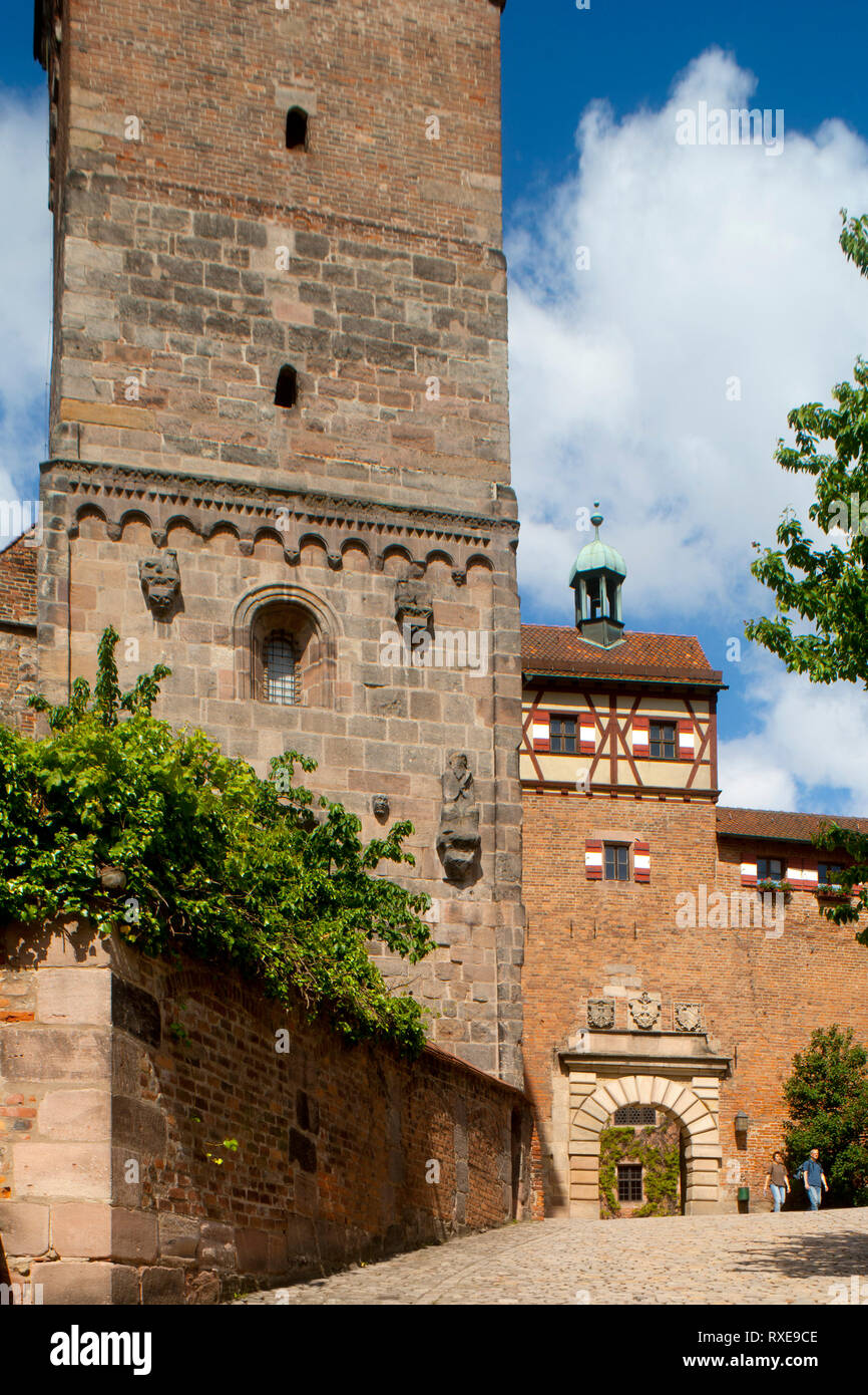Deutschland, Bayern, Franken, Nürnberg, Burghof in der Kaiserburg Stockfoto