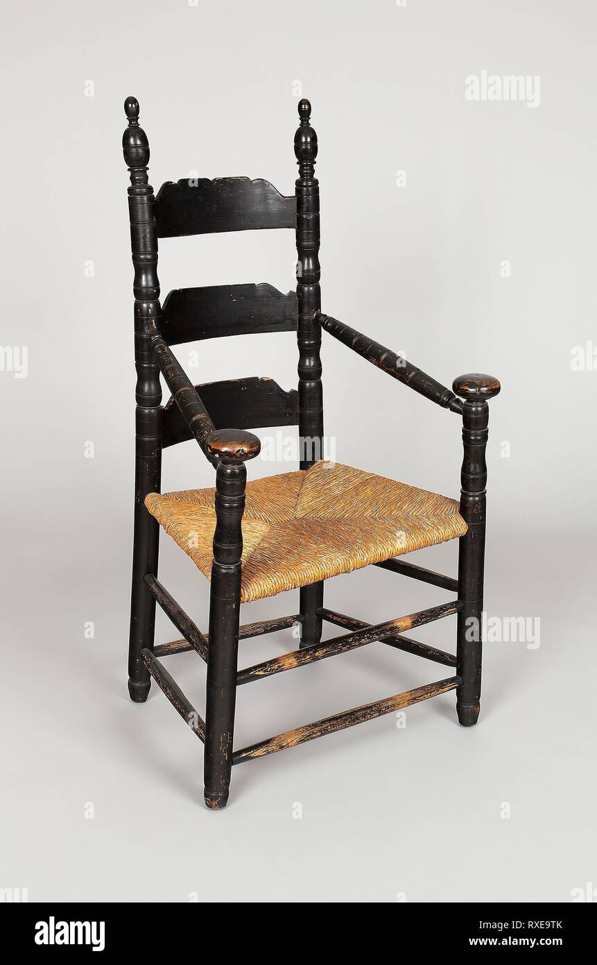 Sessel. Die amerikanischen Küsten Connecticut oder Long Island, New York. Datum: 1680-1710. Abmessungen: 160 × 54,6 × 40 cm (41 3/4 x 21 1/2 x 15 3/4 in.). Asche. Herkunft: Connecticut. Museum: Das Chicago Art Institute. Stockfoto