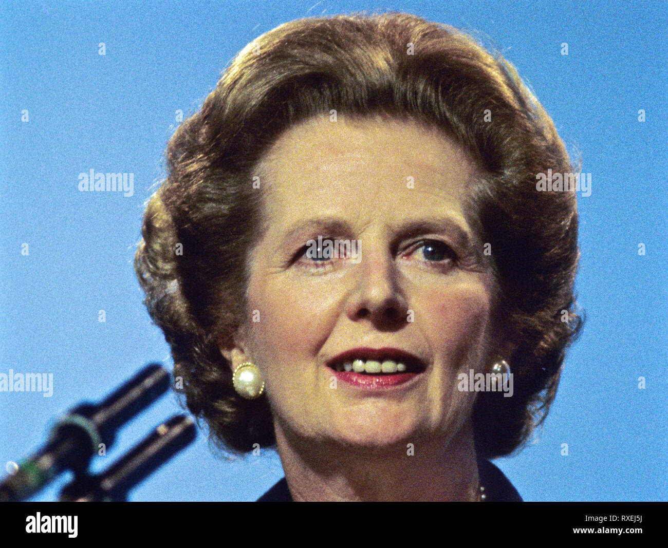 Margaret Thatcher auf dem Höhepunkt ihrer Befugnisse in den frühen 1980er Jahren von Margaret Thatcher, erste Frau Großbritanniens Premierminister seltene Farb 'Ausdruck' Bilder von 1980. Stockfoto