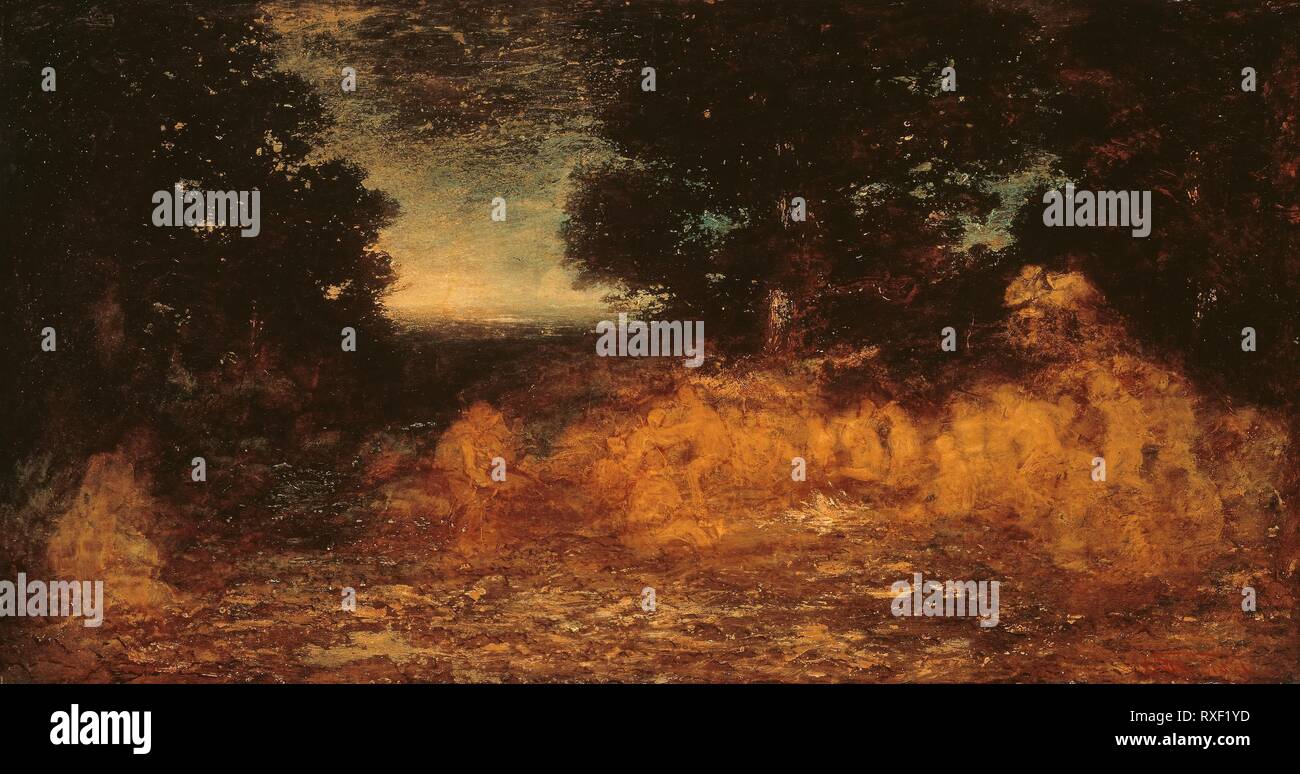 Ghost Dance (die Vision des Lebens). Ralph Albert Blakelock, American, 1847-1919. Datum: 1895-1897. Abmessungen: 53,7 x 100 cm (21 1/8 x 39 3/8 in.). Öl auf Leinwand. Herkunft: USA. Museum: Das Chicago Art Institute. Stockfoto