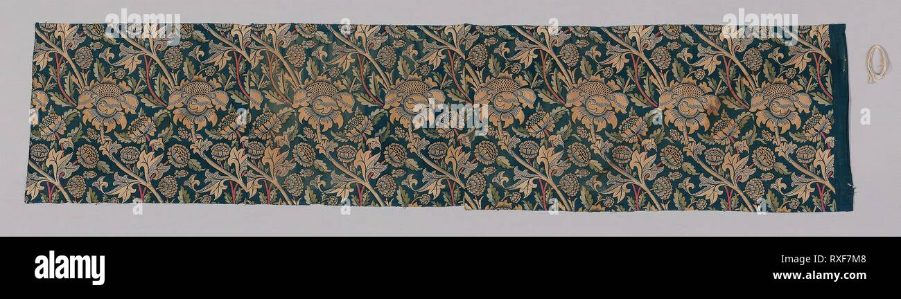 Wey (früher ein VALANCE). Entworfen von William Morris (Englisch, 1834-1896); von Morris & Amp; Unternehmen, 1875-1940 produziert; gewebte und gedruckte an Merton Abbey arbeitet; England, Surrey, Wimbledon. Datum: 1878-1888. Abmessungen: 44,7 × 197,5 cm (17 5/8 x 77 3/4 in.) Wiederholung: 31 × 22,2 cm (12 1/4 x 8 3/4 in.). Baumwolle, in Leinwandbindung; Block gedruckt. Herkunft: England. Museum: Das Chicago Art Institute. Stockfoto