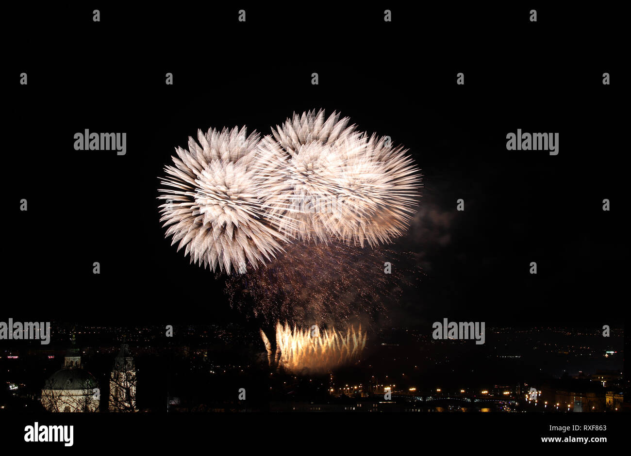 Die Prager neue Jahr Feuerwerk Stockfoto